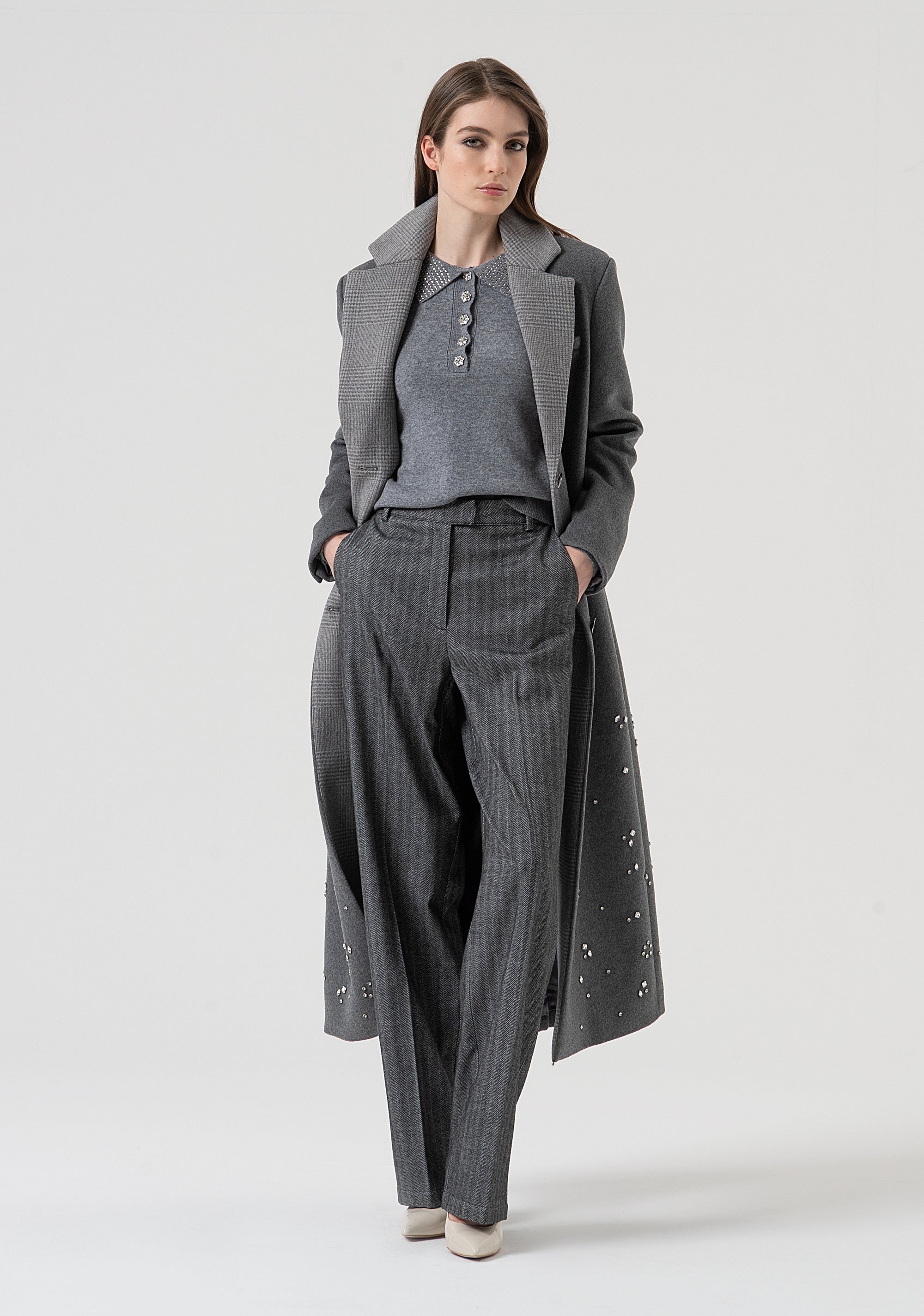 Pant regular fit with herringbone pattern Fracomina FR25WV2004W492W5-159-5