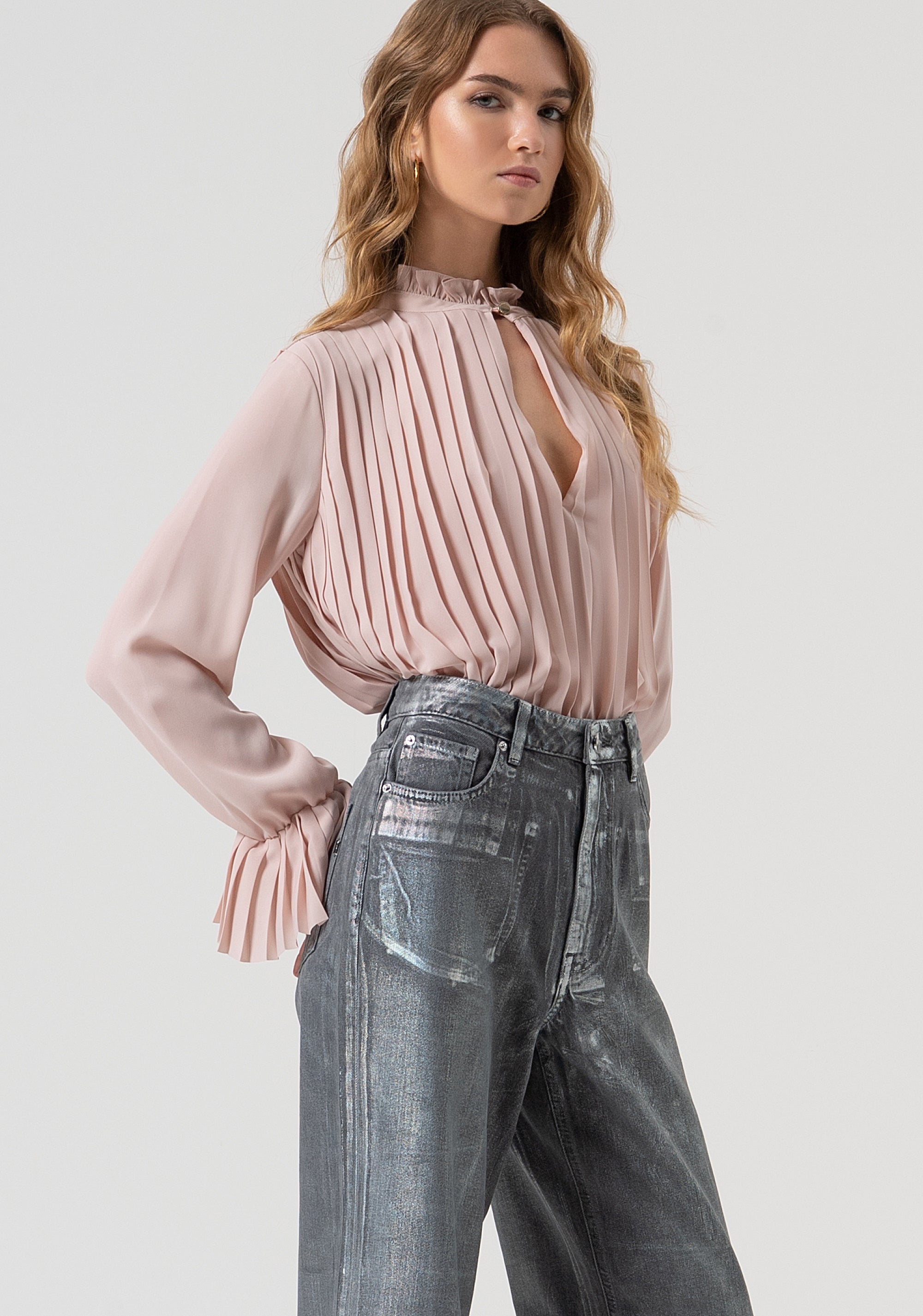 Jeans wide leg made in cotton with mylar coating Fracomina FR25WV2007D419O8-T59-2