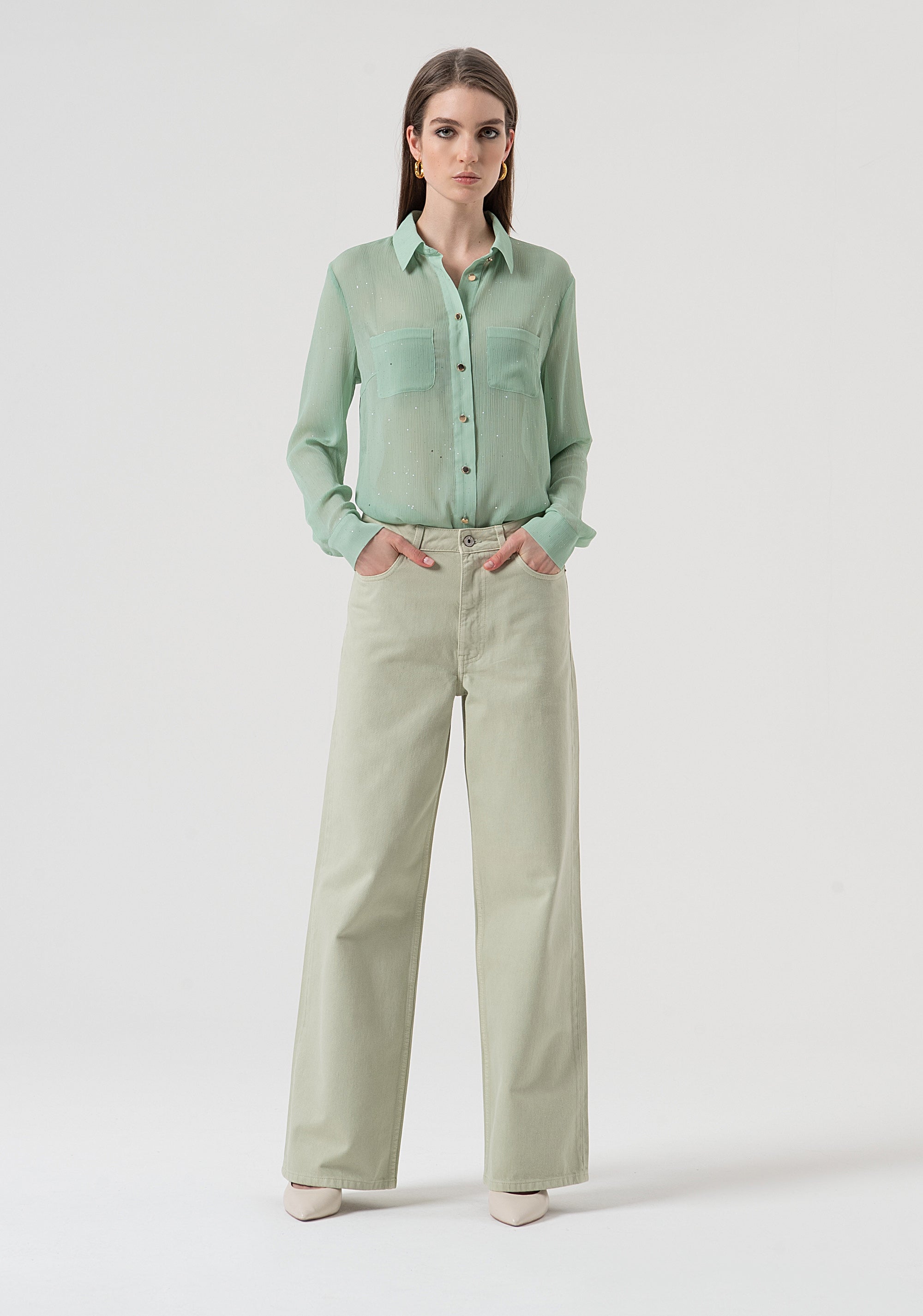 Pant wide leg made in bull cotton Fracomina FR25WV2007W61201-B08-1