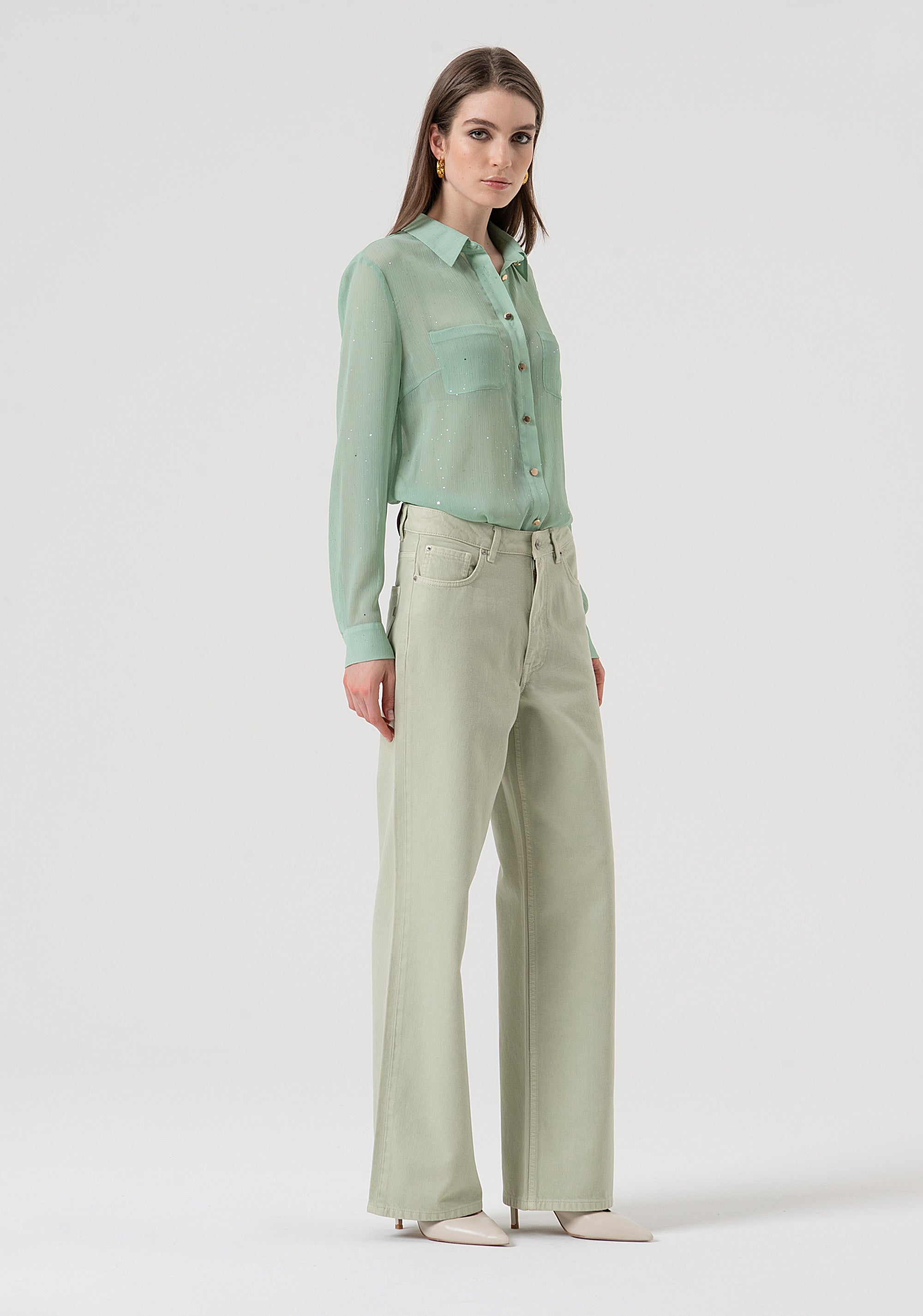 Pant wide leg made in bull cotton Fracomina FR25WV2007W61201-B08-3