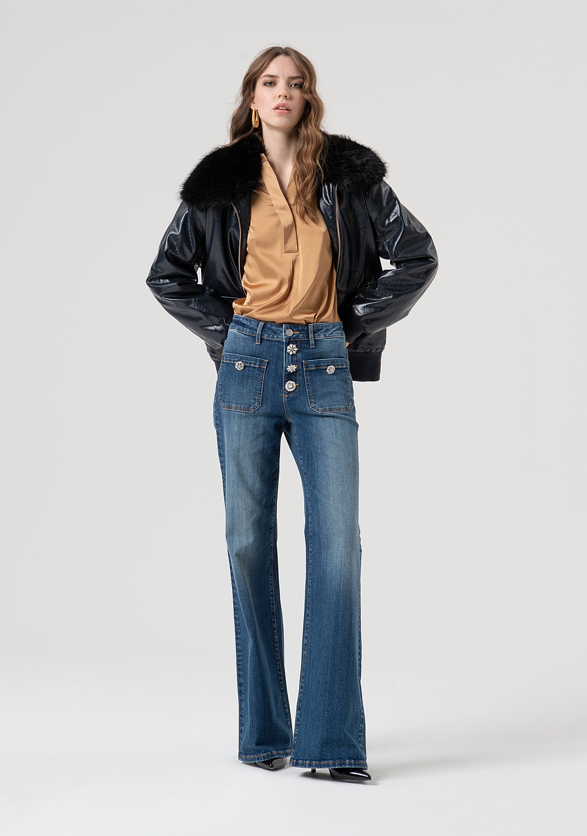 Jeans flare made in denim with middle wash Fracomina FR25WV2011D401P2-A99-5