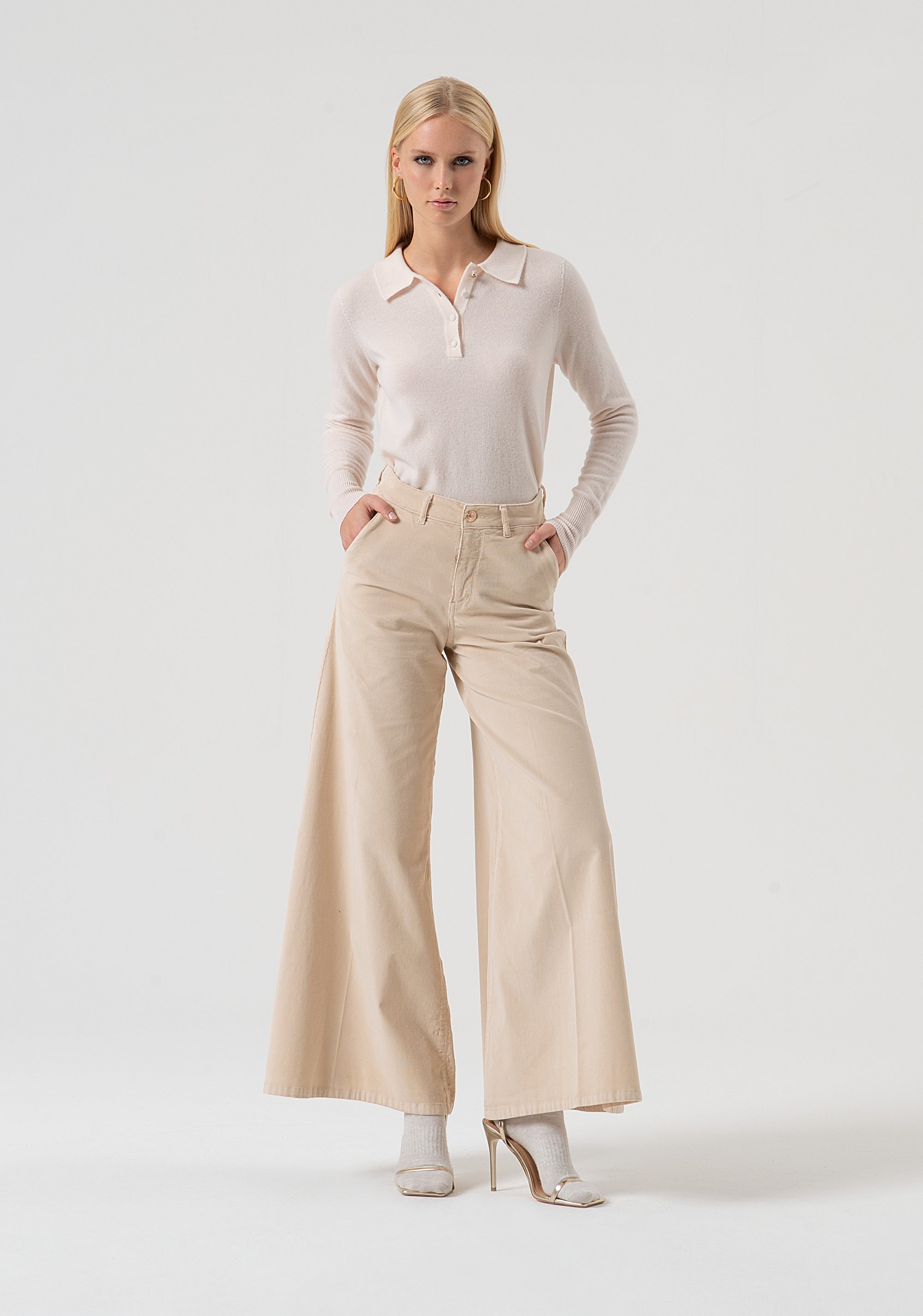 Pant super flare made in needlecord velvet Fracomina FR25WV3014W56901-508-1