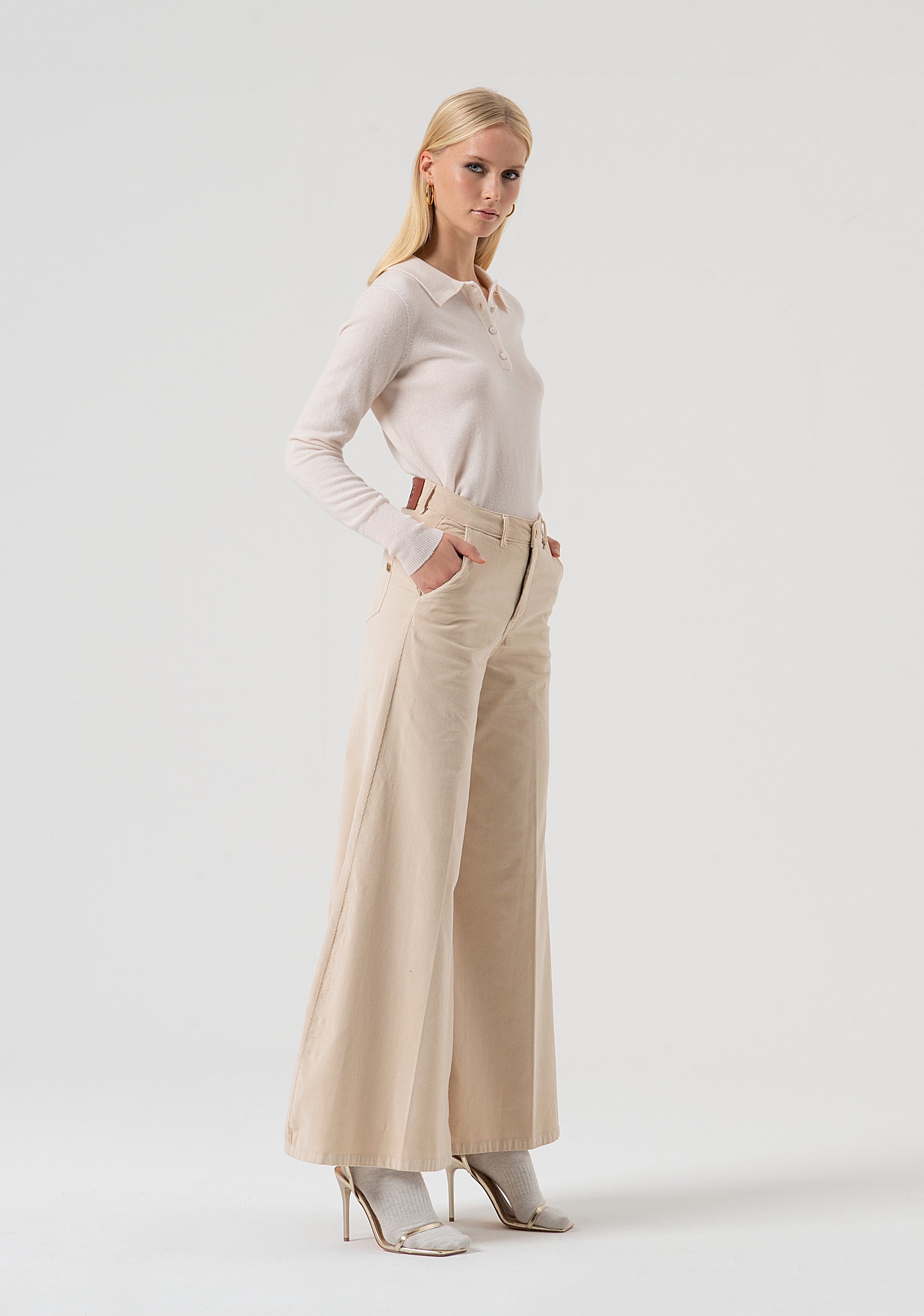 Pant super flare made in needlecord velvet Fracomina FR25WV3014W56901-508-3