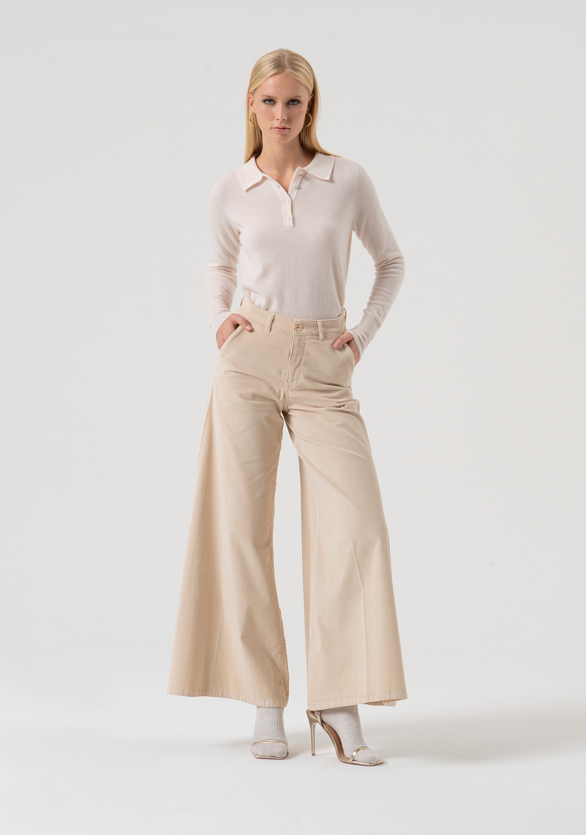 Pant super flare made in needlecord velvet Fracomina FR25WV3014W56901-508-6