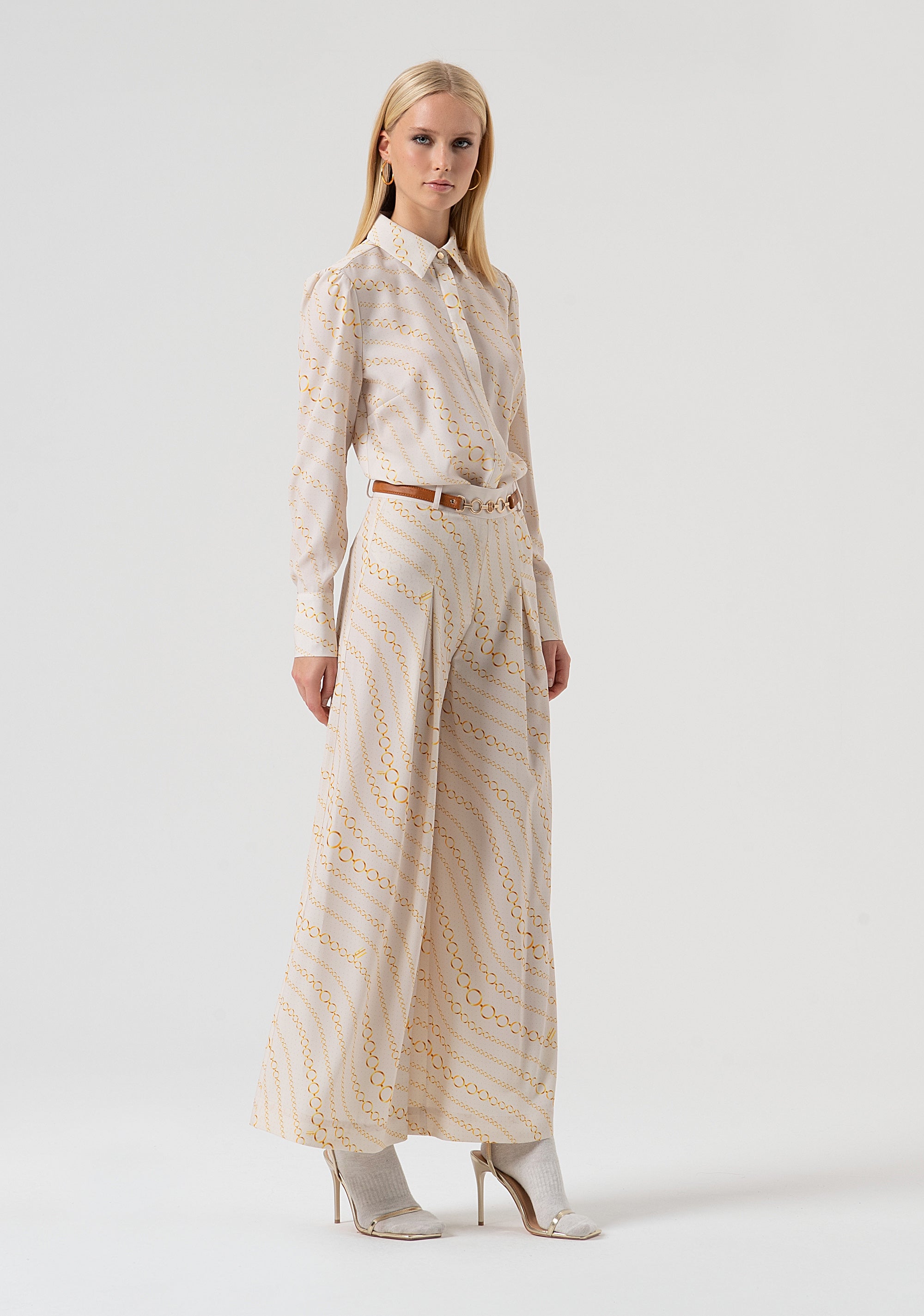 Pant flare with geometric pattern Fracomina FR25WV3022W436R8-508-3