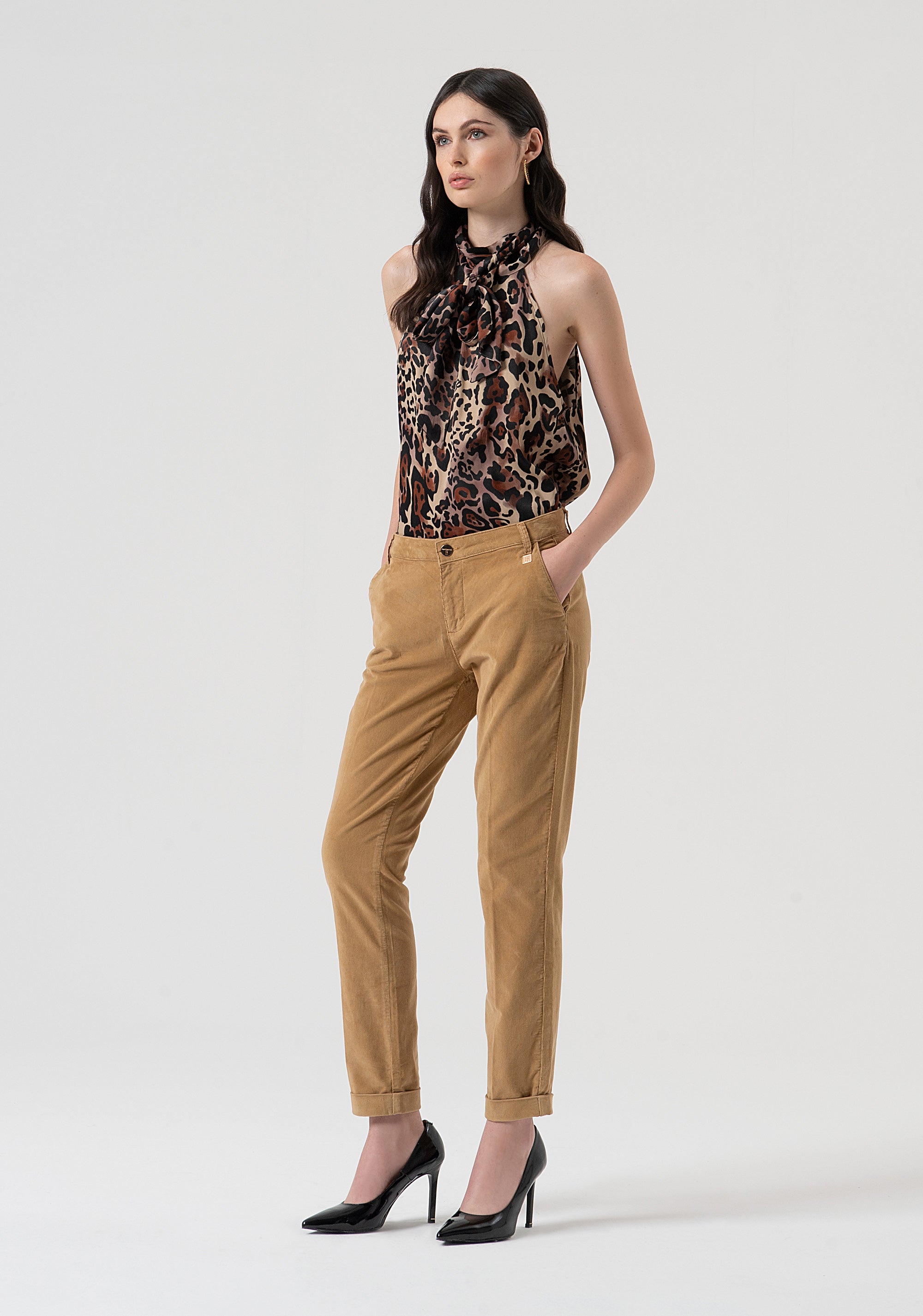 Chino pant regular fit made in velvet Fracomina FR25WV4001W56901-093-2