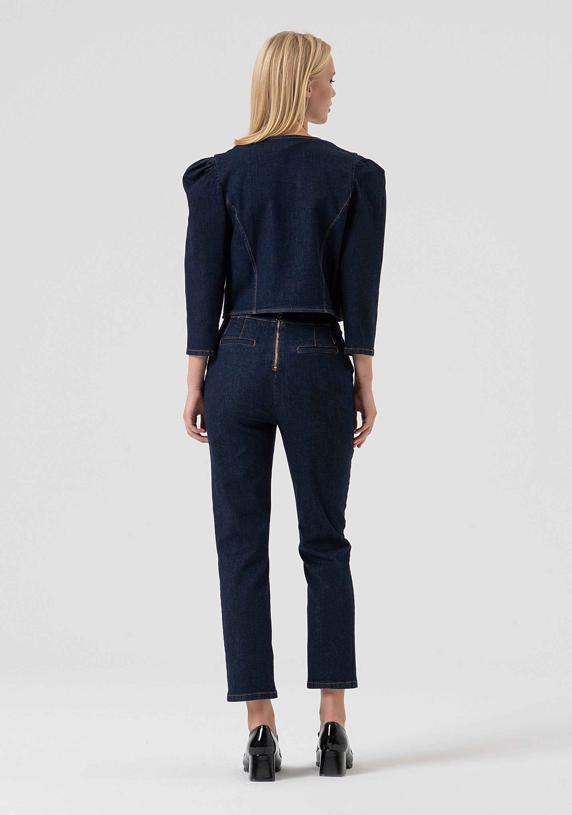 Chino pant regular fit made in denim with dark wash Fracomina FR25WV4007D46493-L23-3