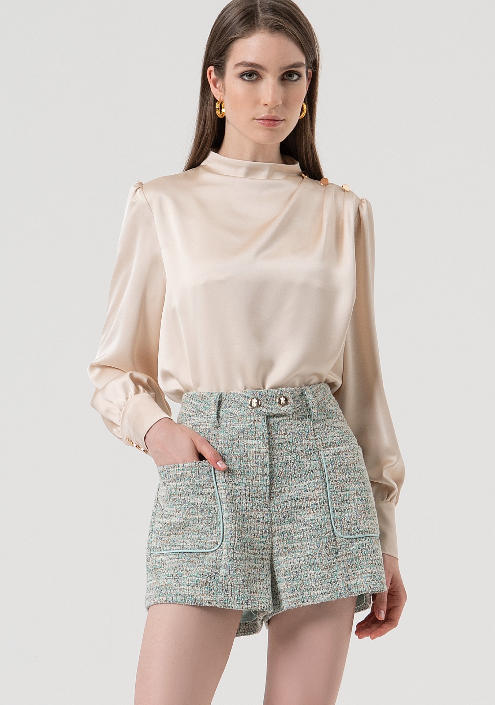 Short pant regular fit made in tweed Fracomina FR25WV6006W814S9-210-1
