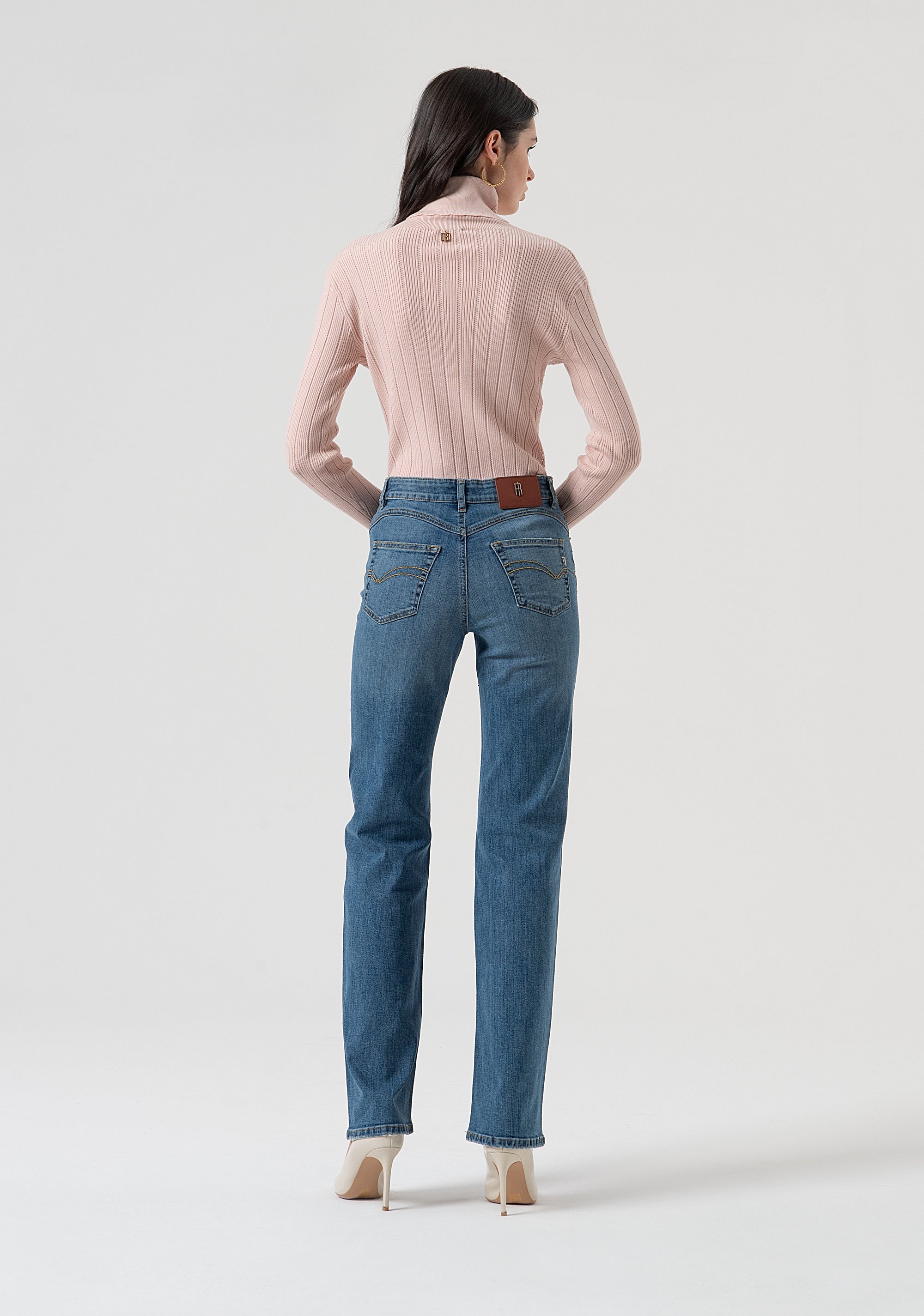 Jeans wide leg made in denim with middle wash and strasses Fracomina FR25WV8050D46002-349-3