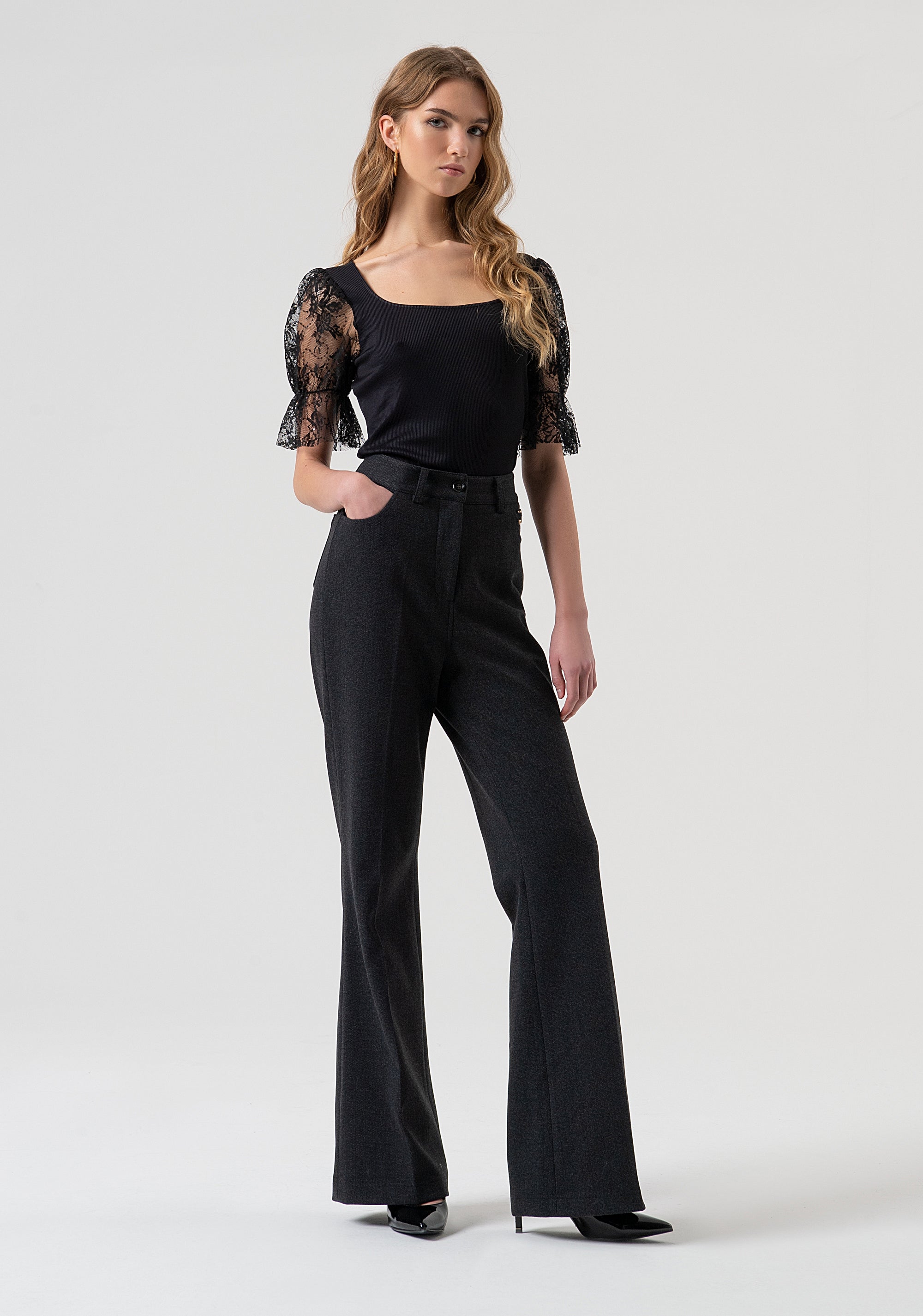Bootcut pant with high waist Fracomina FR25WVA014W80501-T53-1