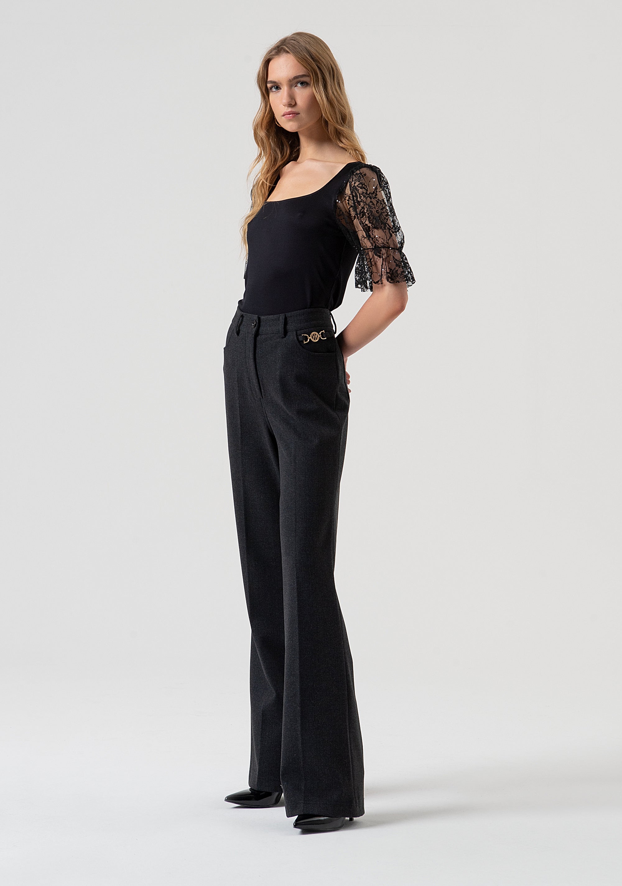 Bootcut pant with high waist Fracomina FR25WVA014W80501-T53-3