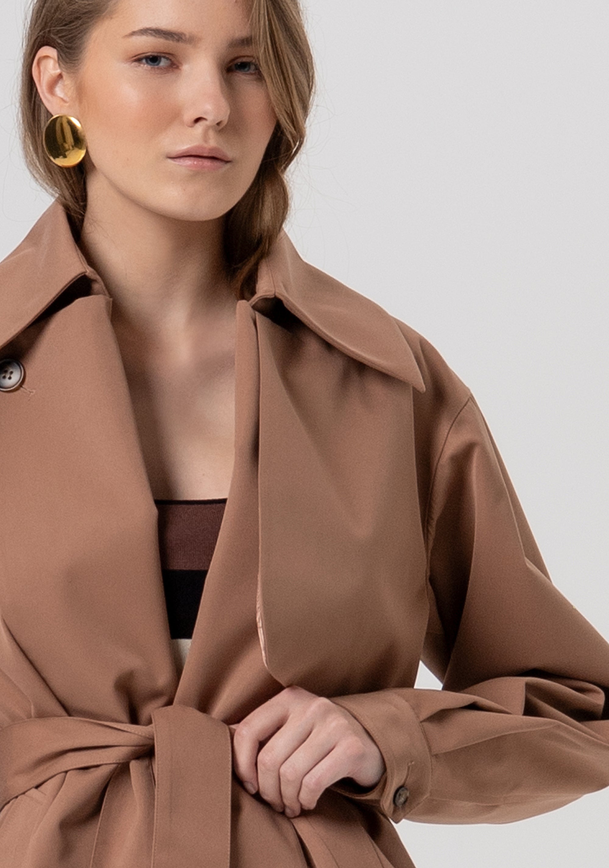 Trench jacket over fit made in technical fabric Fracomina FR26SC1005W44101-M07-2