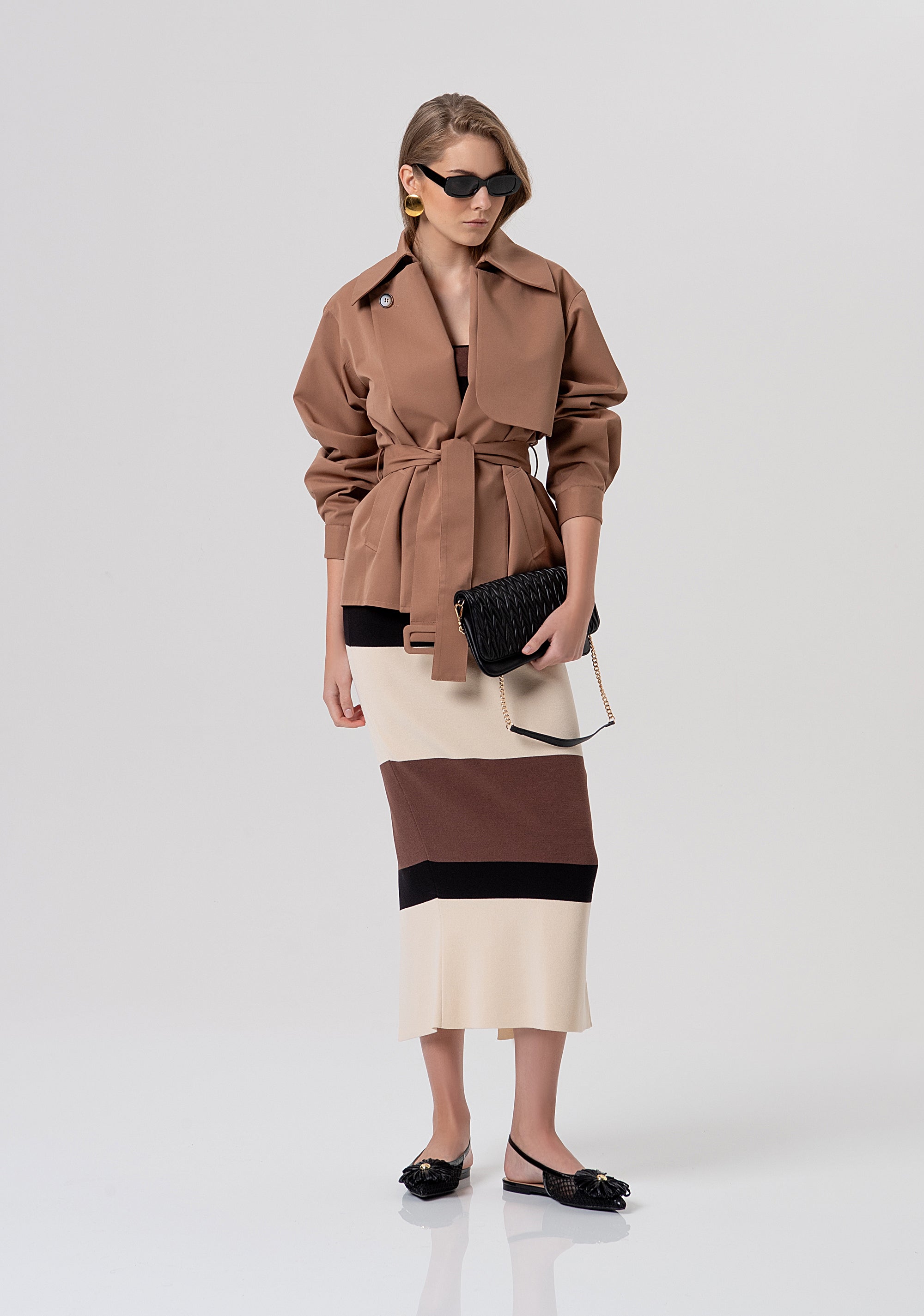 Trench jacket over fit made in technical fabric Fracomina FR26SC1005W44101-M07-4