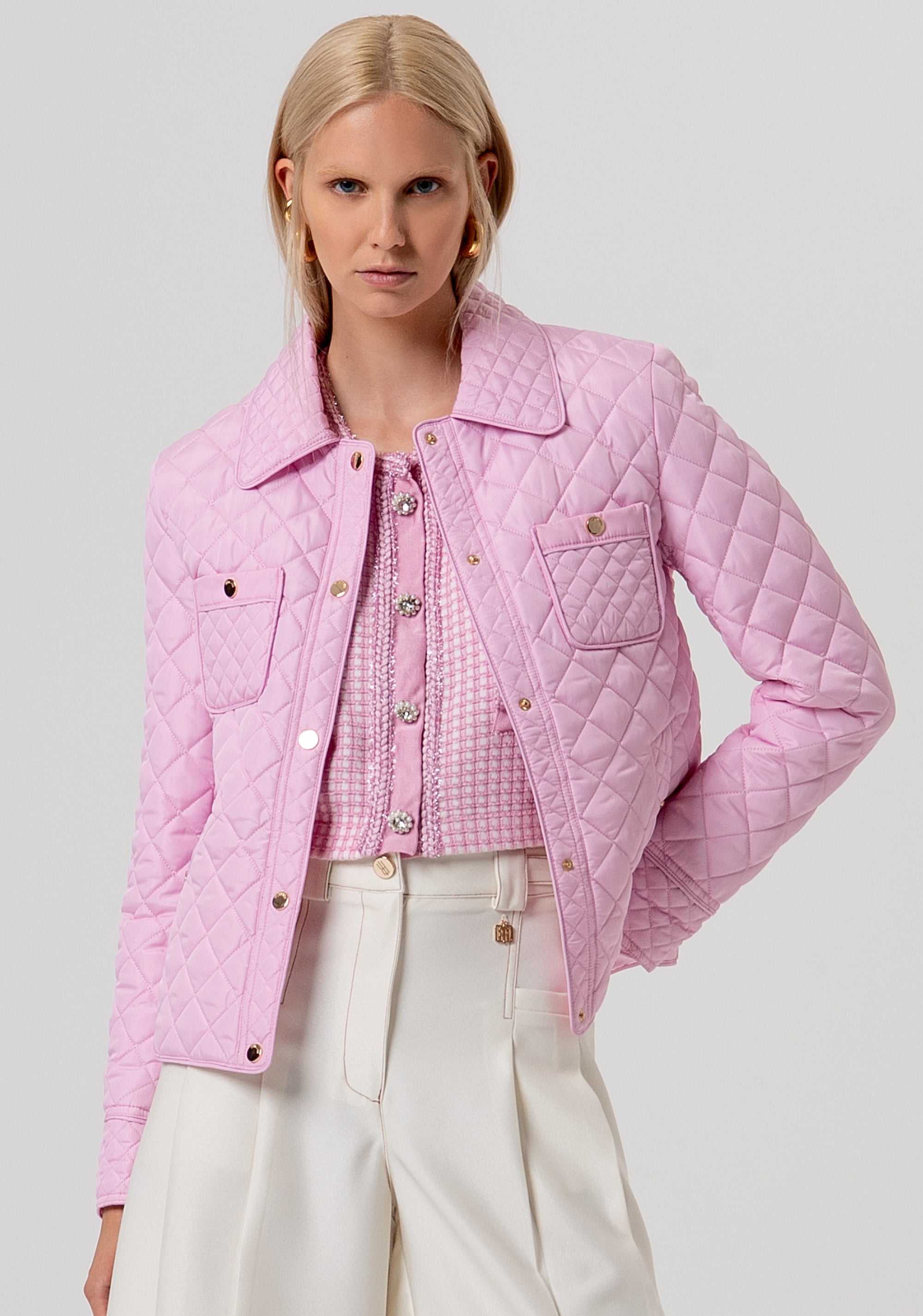 Padded jacket regular fit with patch pockets Fracomina FR26SC3002O45801-T98-1