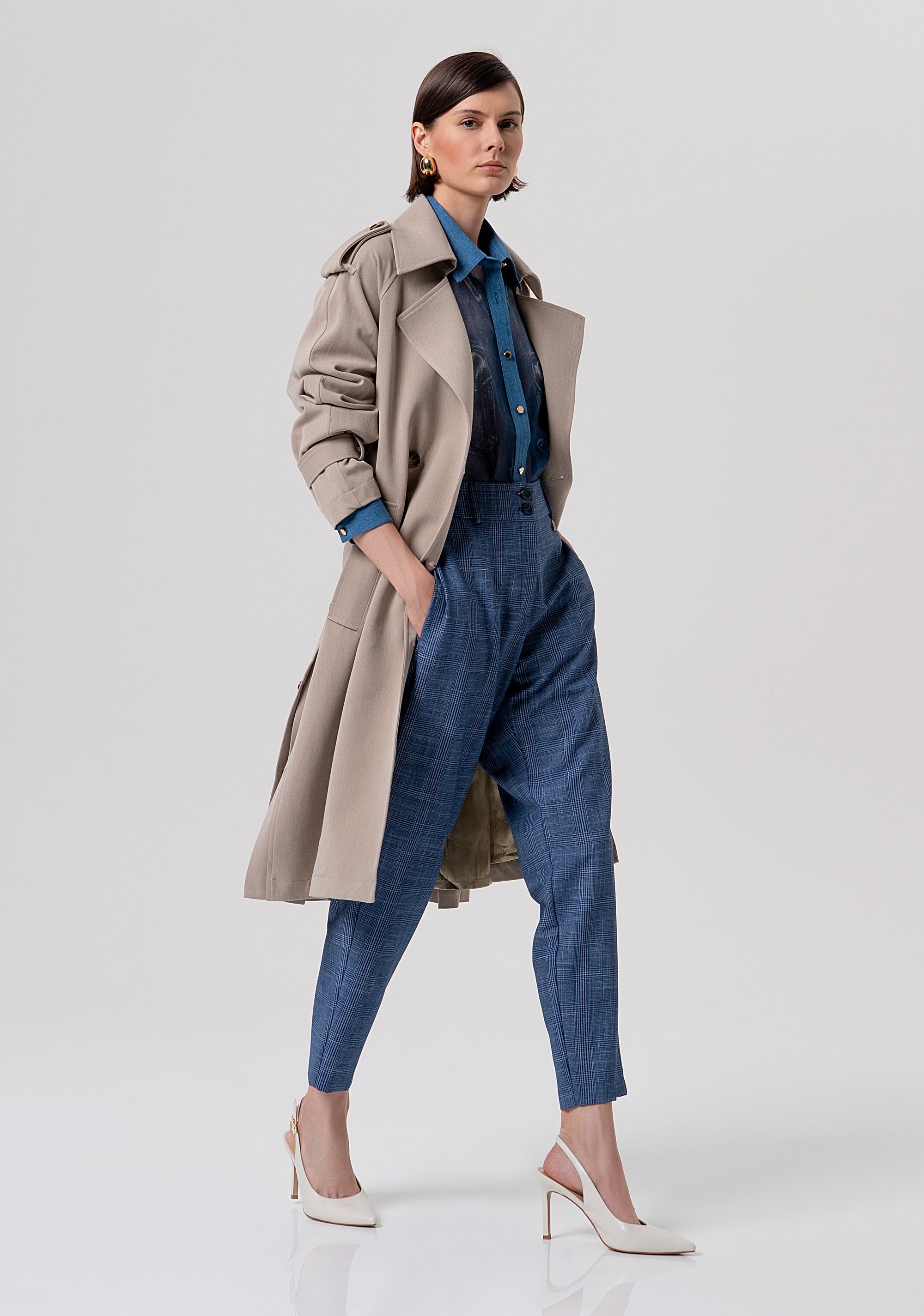 Long trench jacket regular fit Fracomina FR26SC7002W45901-F84-4