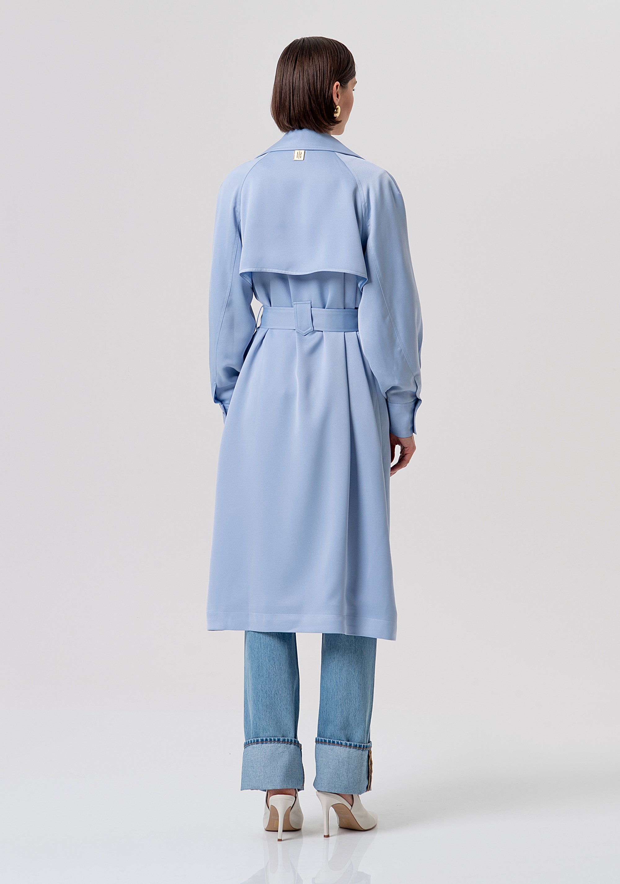 Long trench jacket regular fit made in satin Fracomina FR26SC7003W41101-175-3