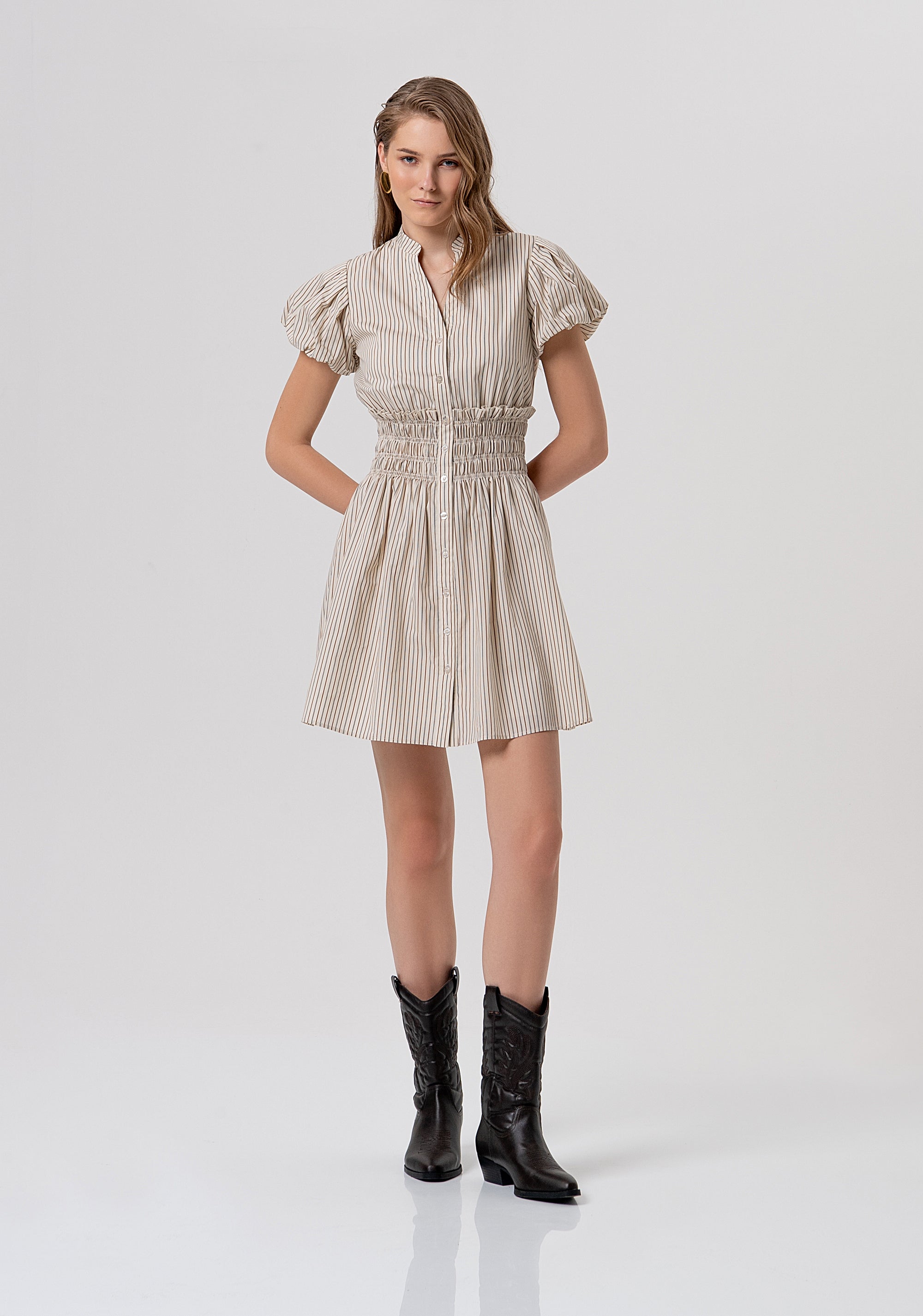 Mini dress regular fit made in striped cotton Fracomina FR26SD1007W513N8-508-1