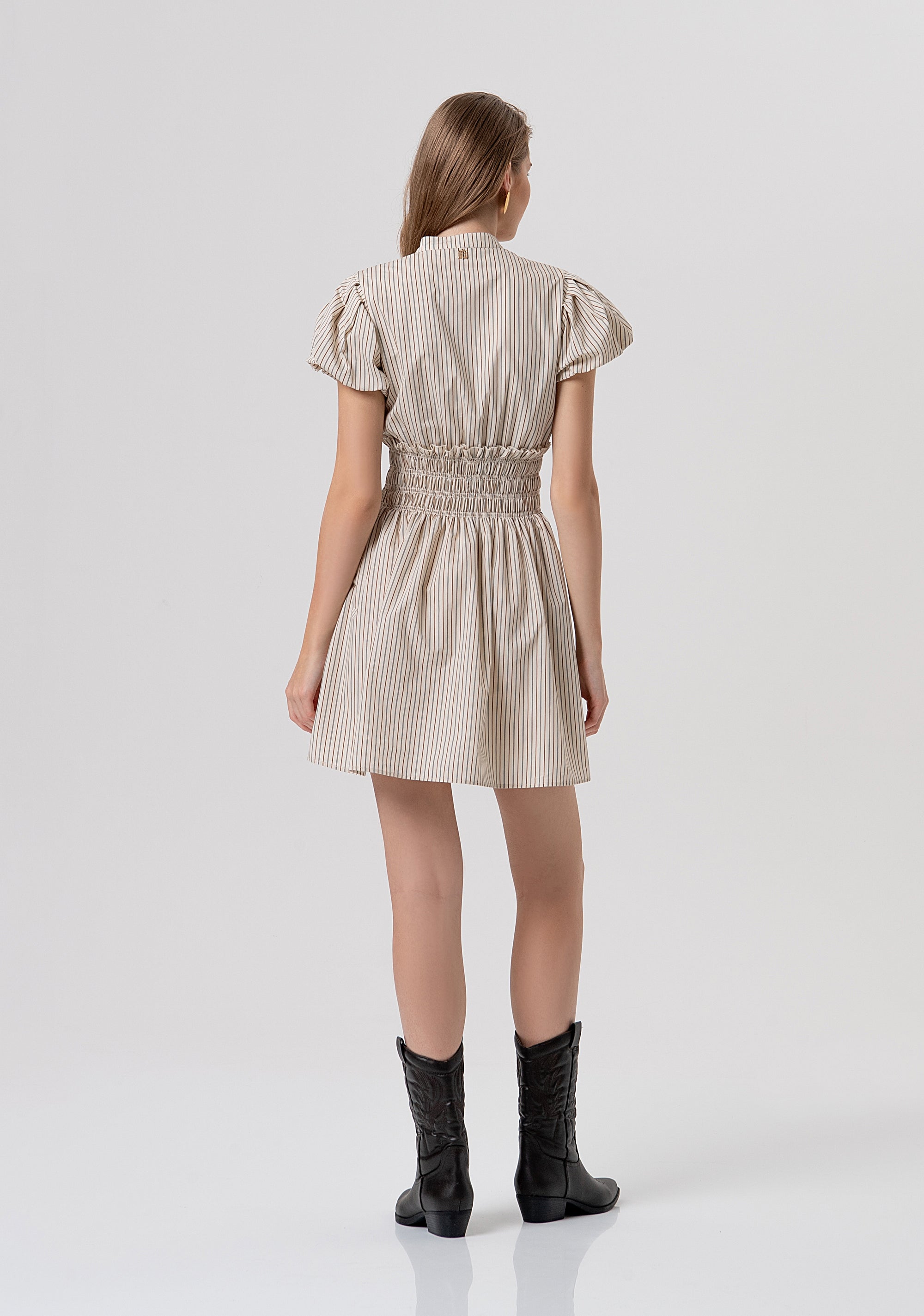 Mini dress regular fit made in striped cotton Fracomina FR26SD1007W513N8-508-4
