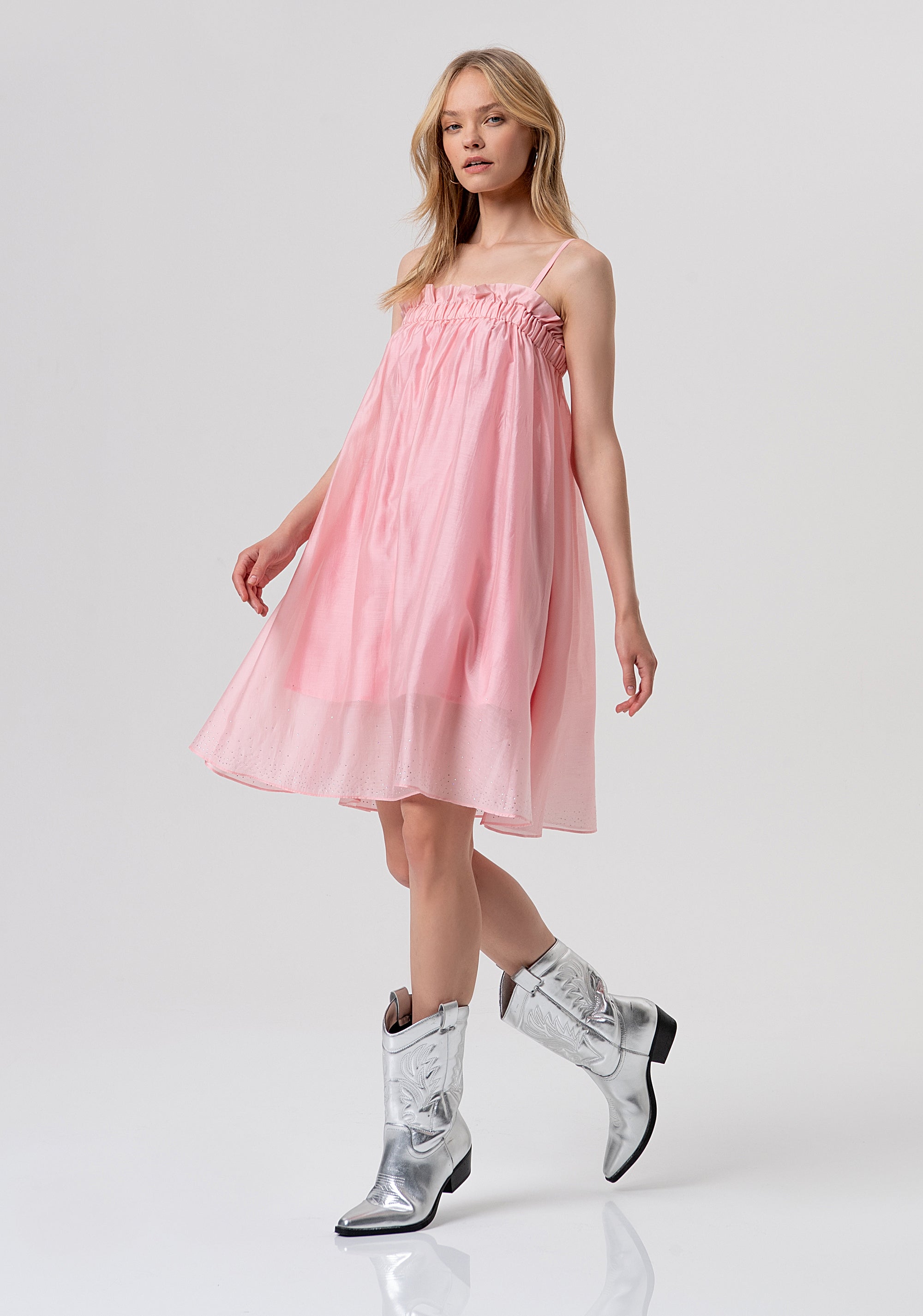 Mini sleeveless dress made in tencel Fracomina FR26SD1017W83401-107-1