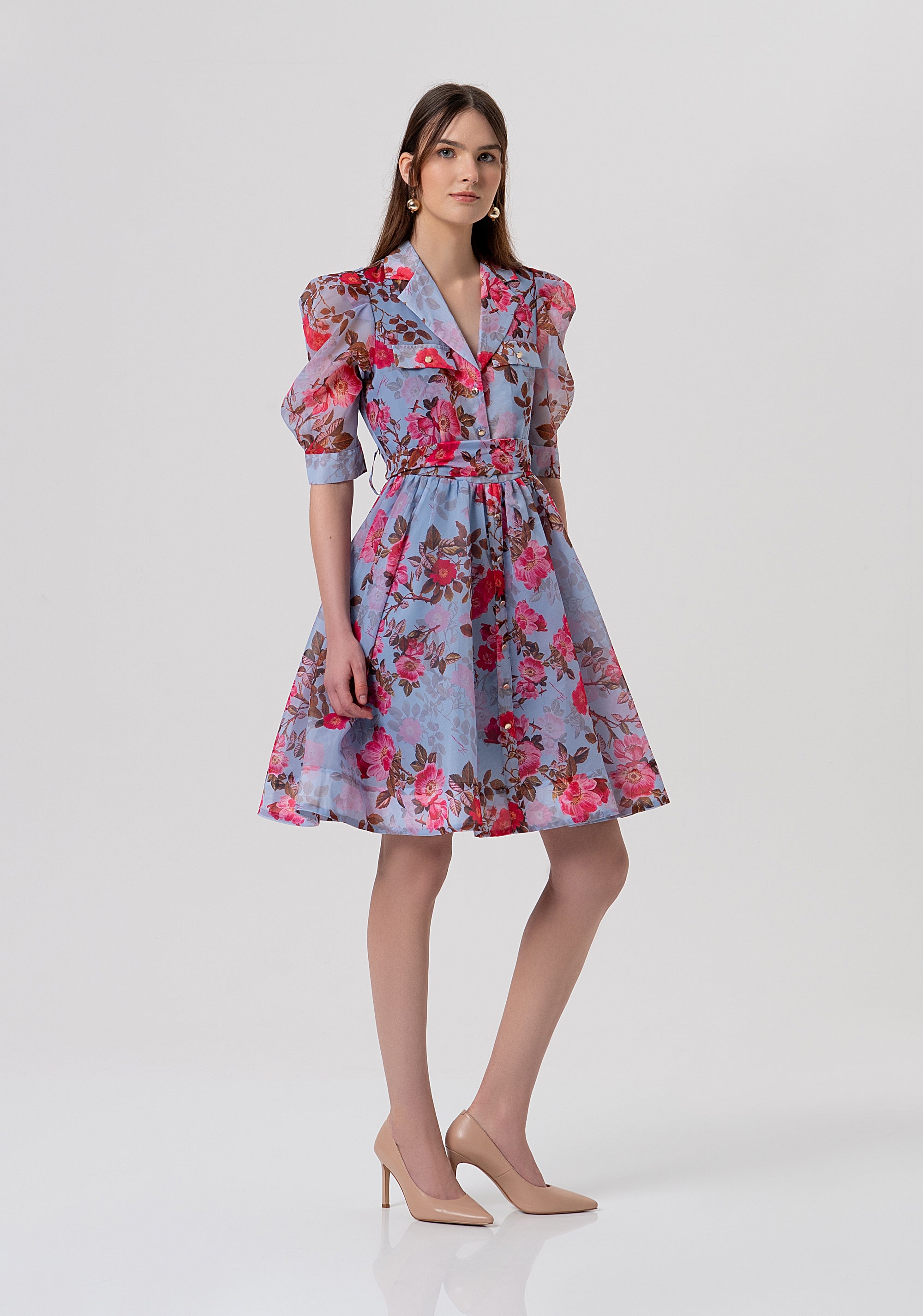 Mini dress regular fit with flowery pattern Fracomina FR26SD1032W775R8-M27