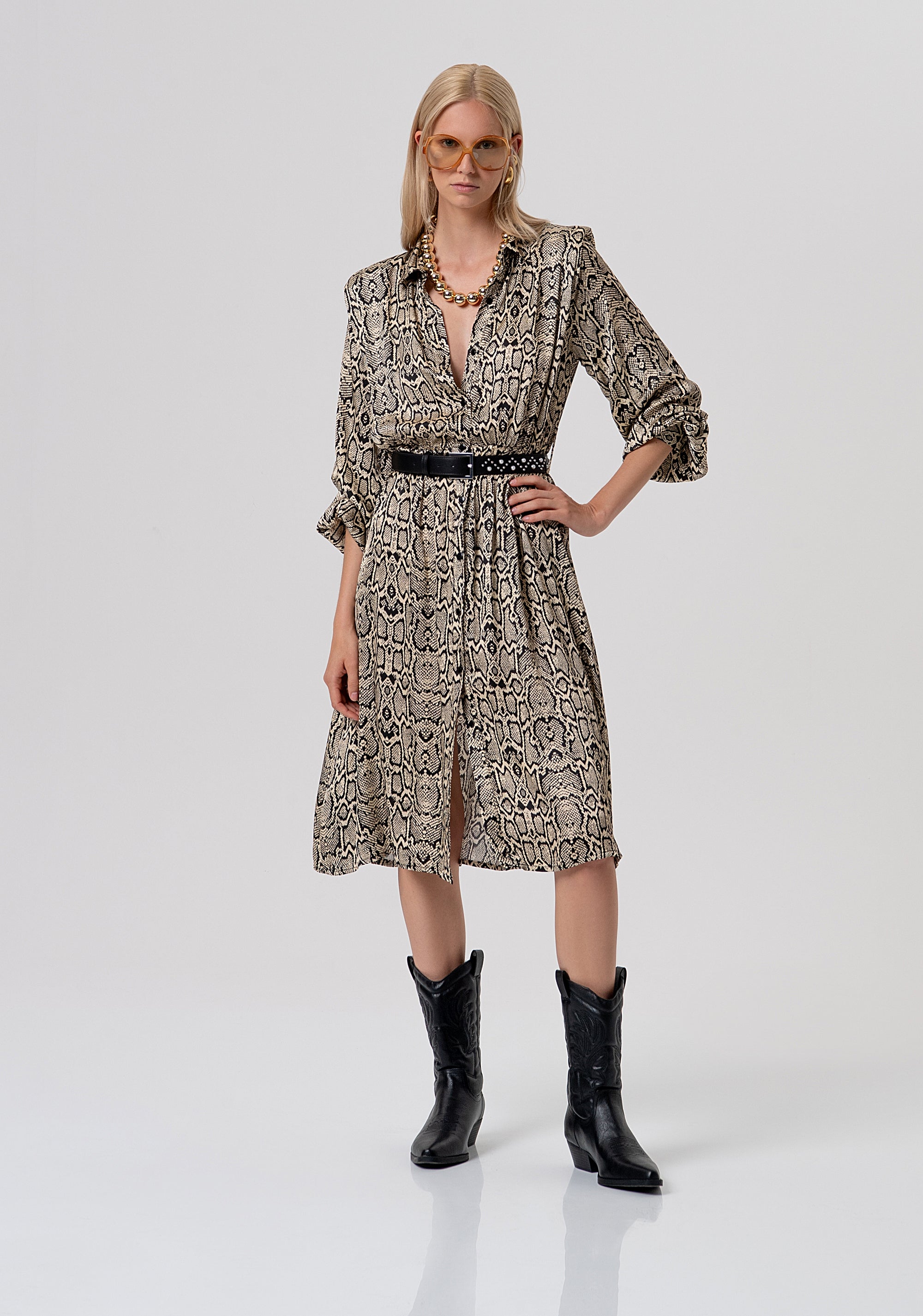 Chemisier dress regular fit middle length with animalier pattern Fracomina FR26SD2011W413L7-F64-4