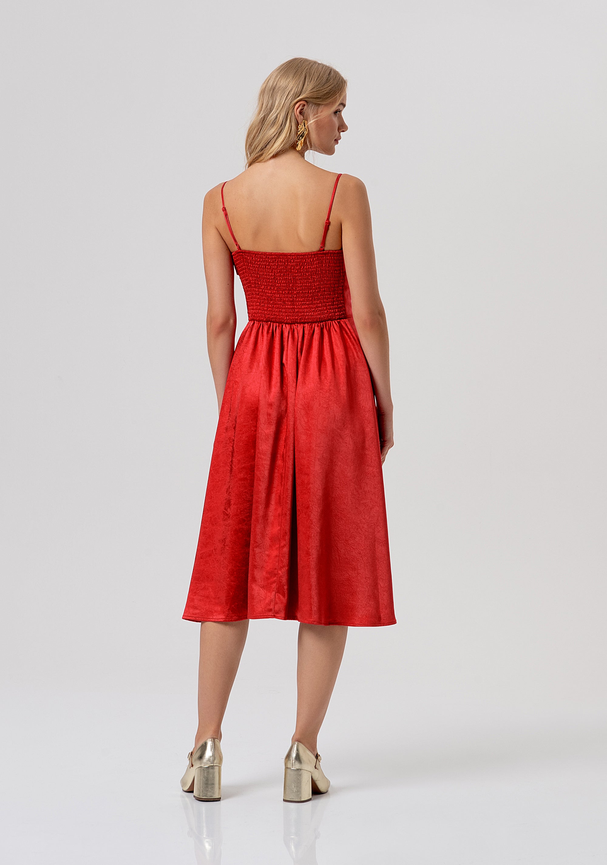 Sleeveless dress middle length made in satin Fracomina FR26SD2020W41101-101-3