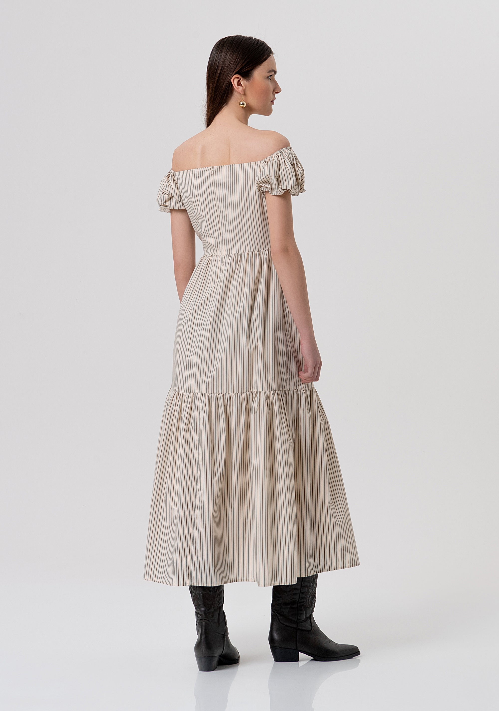 Long dress regular fit made in striped cotton Fracomina FR26SD3004W513N8-508-3