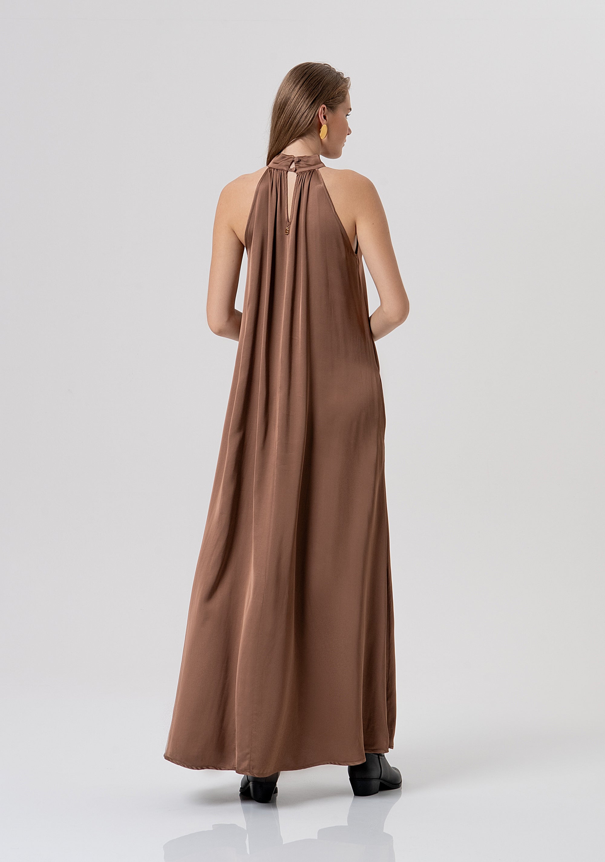 Sleeveless dress A-shape made in viscose satin Fracomina FR26SD3016W41301-M07-3