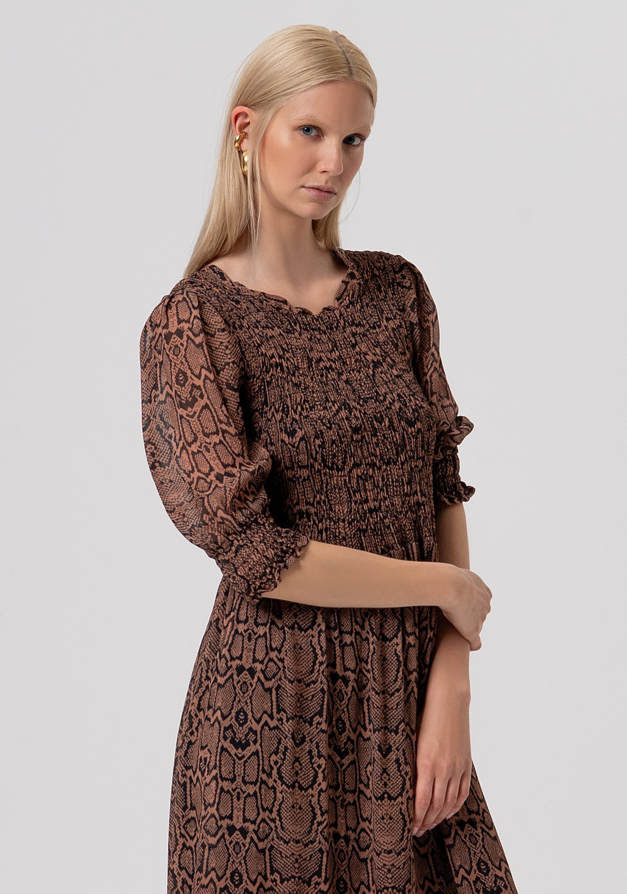 Long dress regular fit made in viscose with animalier print Fracomina FR26SD3017W428L7-M26-2
