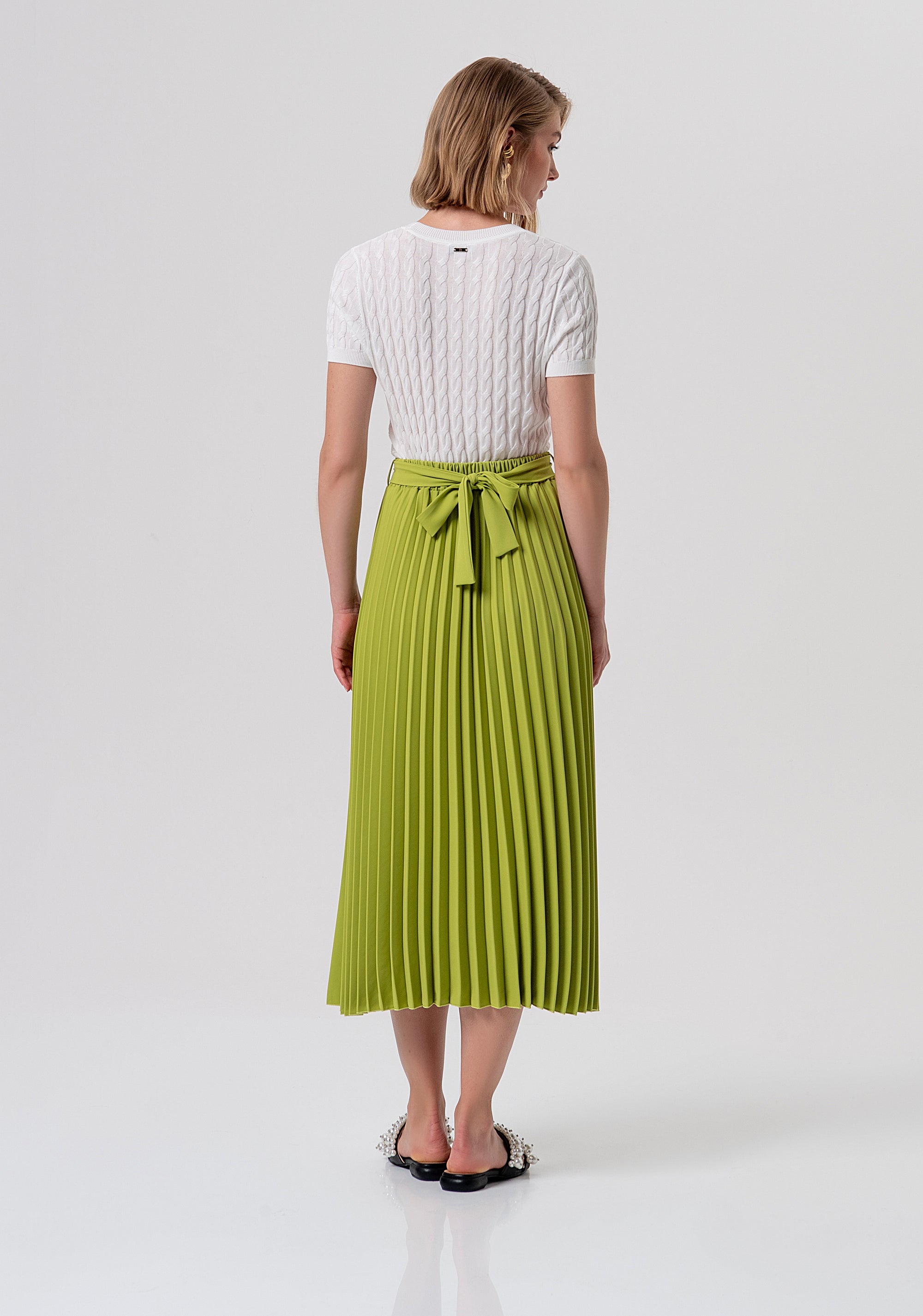 Flare skirt middle length with plissè effect Fracomina FR26SG2005W436F9-813-3