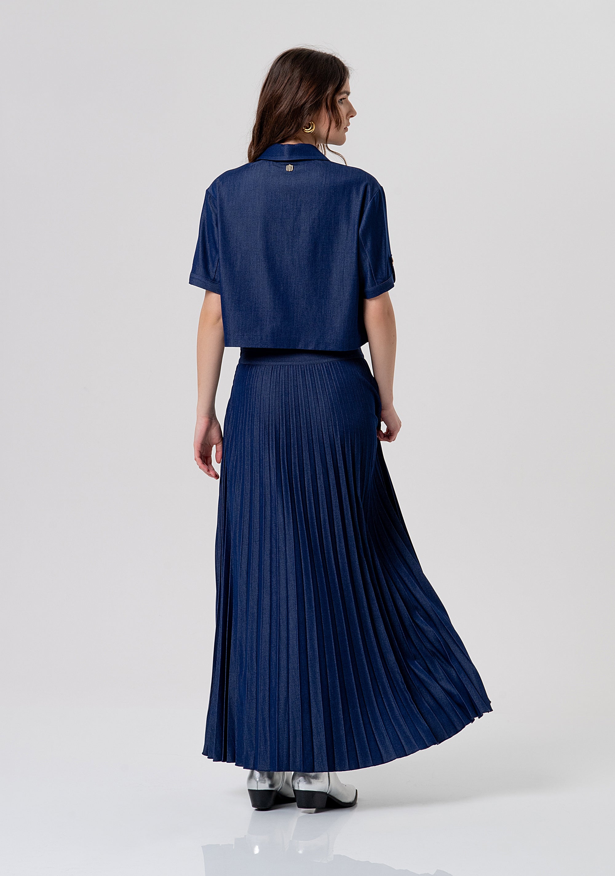 Long flare skirt with plissè effect Fracomina FR26SG5005D470F9-117-4