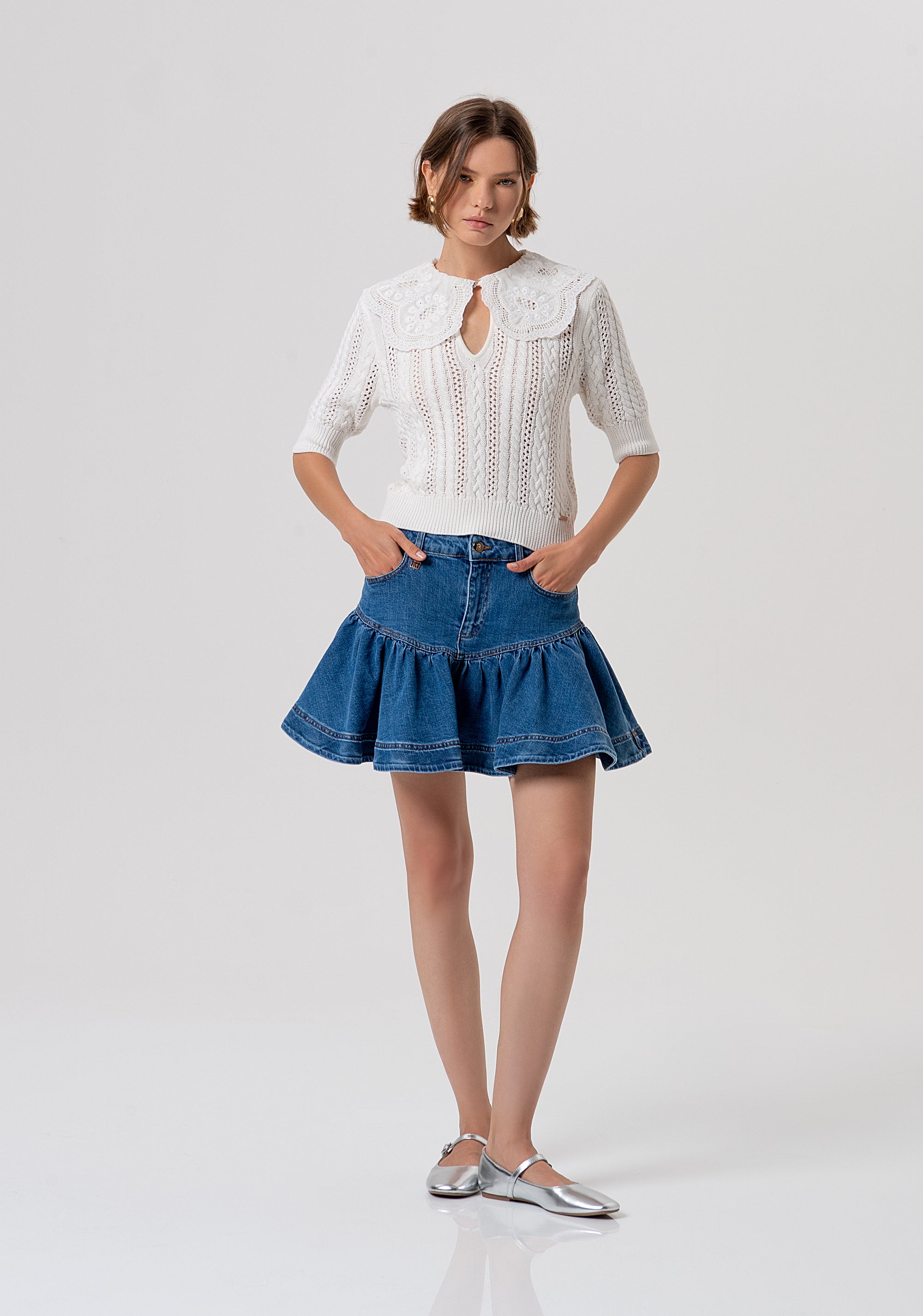 Mini skirt regular fit made in denim with middle wash Fracomina FR26SG5006D40902-258-1