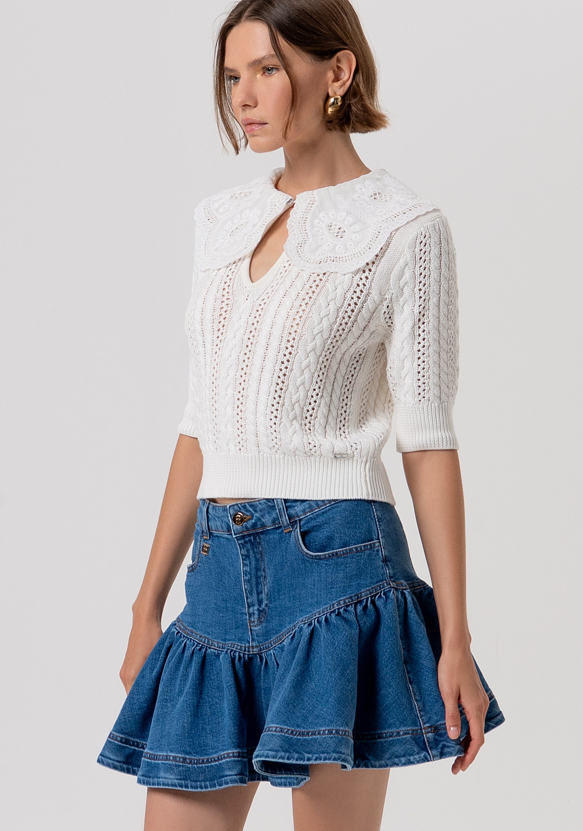 Mini skirt regular fit made in denim with middle wash Fracomina FR26SG5006D40902-258-2