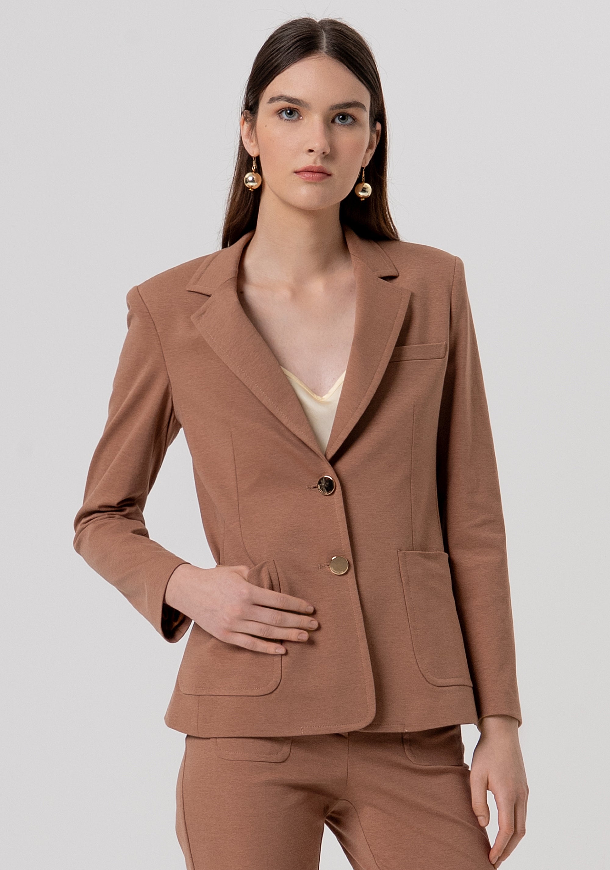 Blazer jacket regular fit single breasted made in Milano stitch fabric Fracomina FR26SJ2002W51501-M07-1