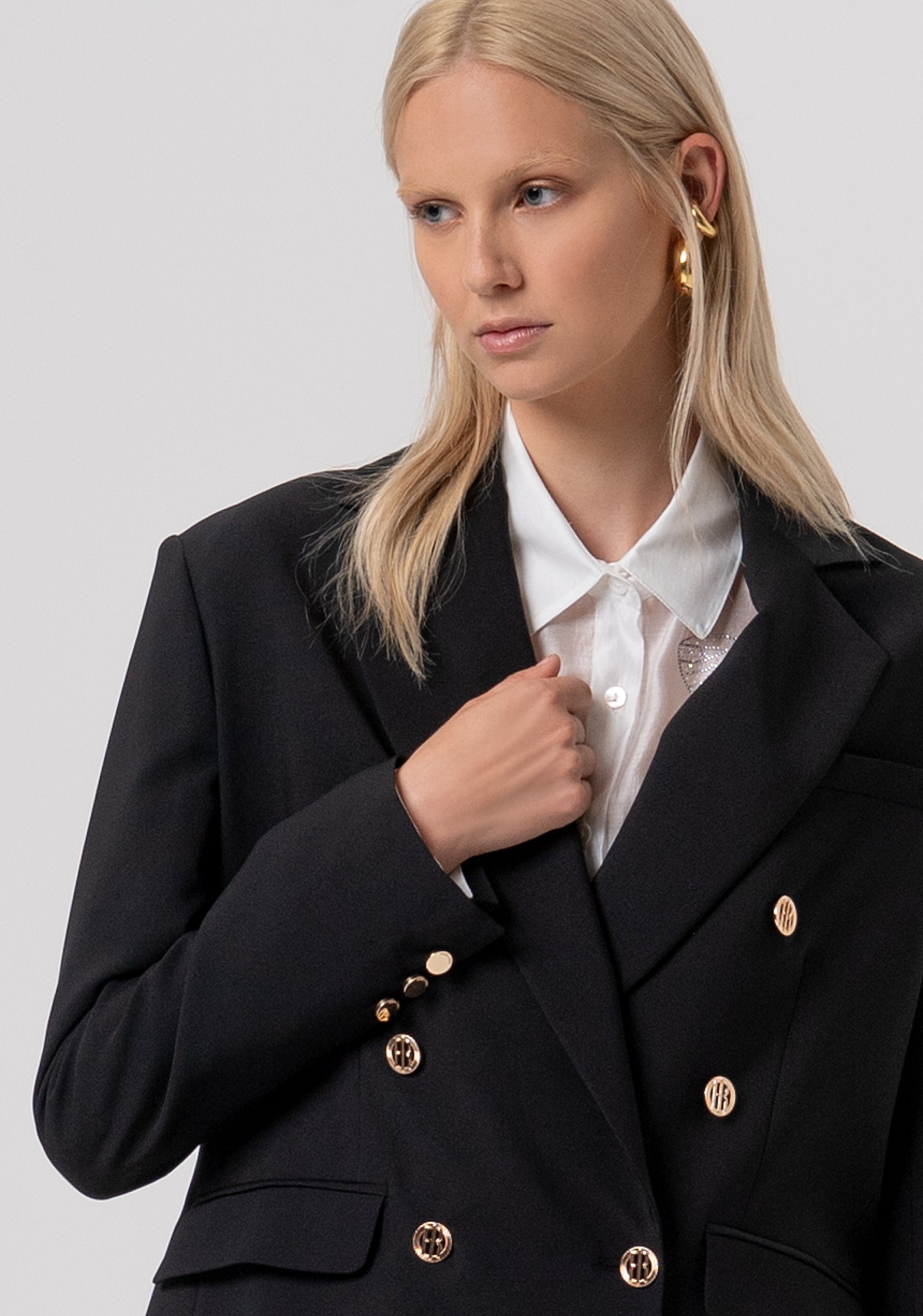 Long blazer jacket regular fit double breasted Fracomina FR26SJ3001W42901-053-2