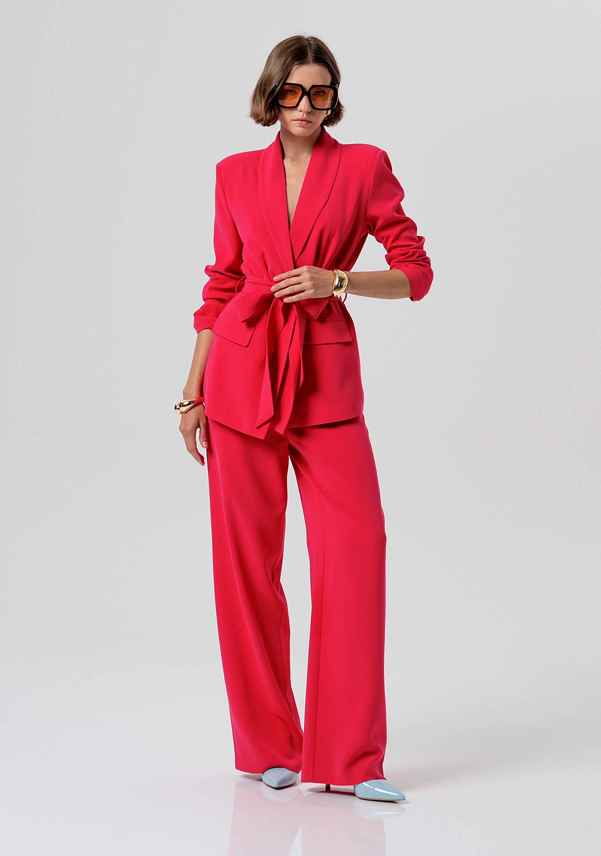V-Neck Blazer with Ruffle Details Fracomina FR26SJ3002W83001-101-4