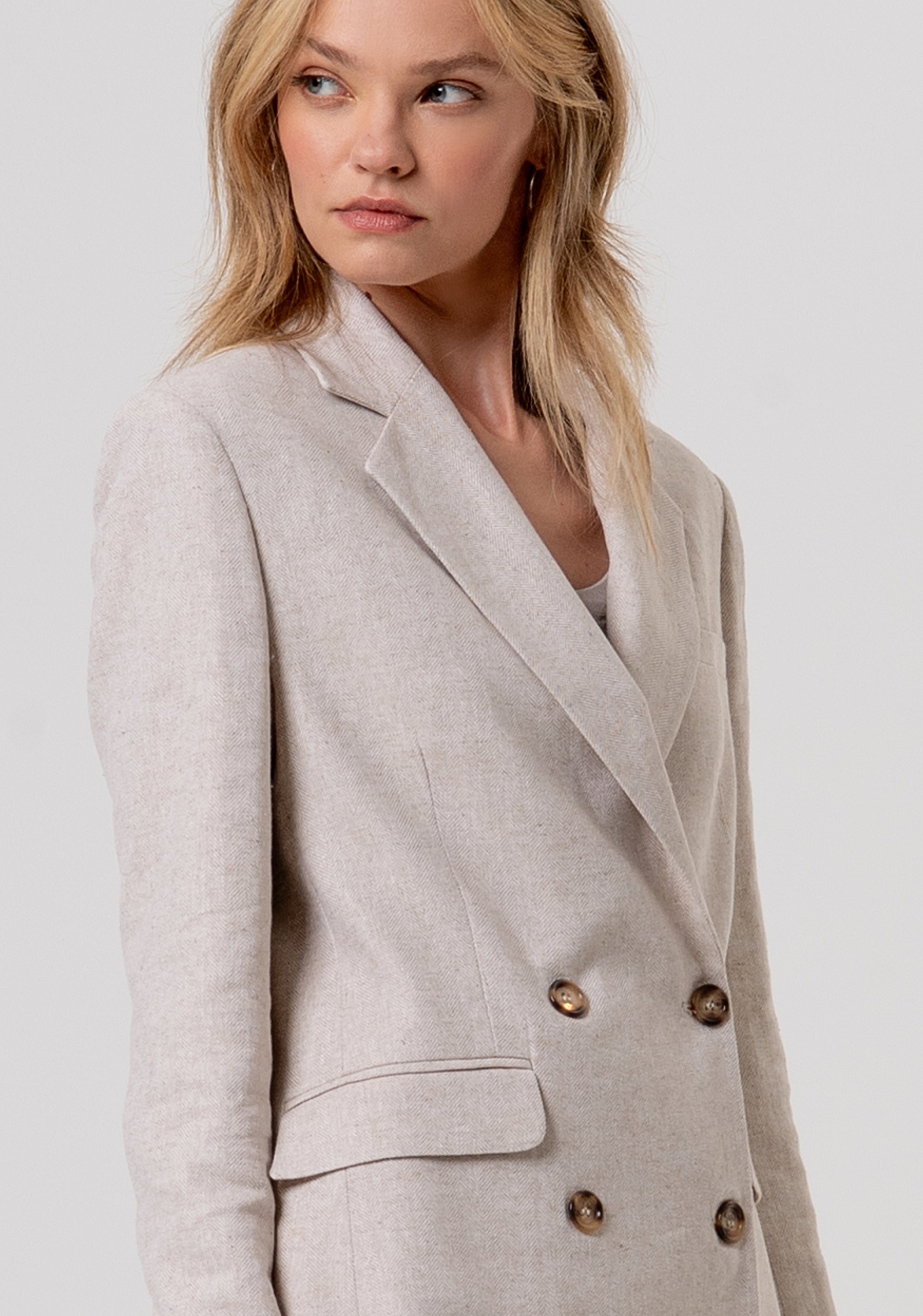 Blazer jacket regular fit double breasted with linen Fracomina FR26SJ3003W67101-251-2