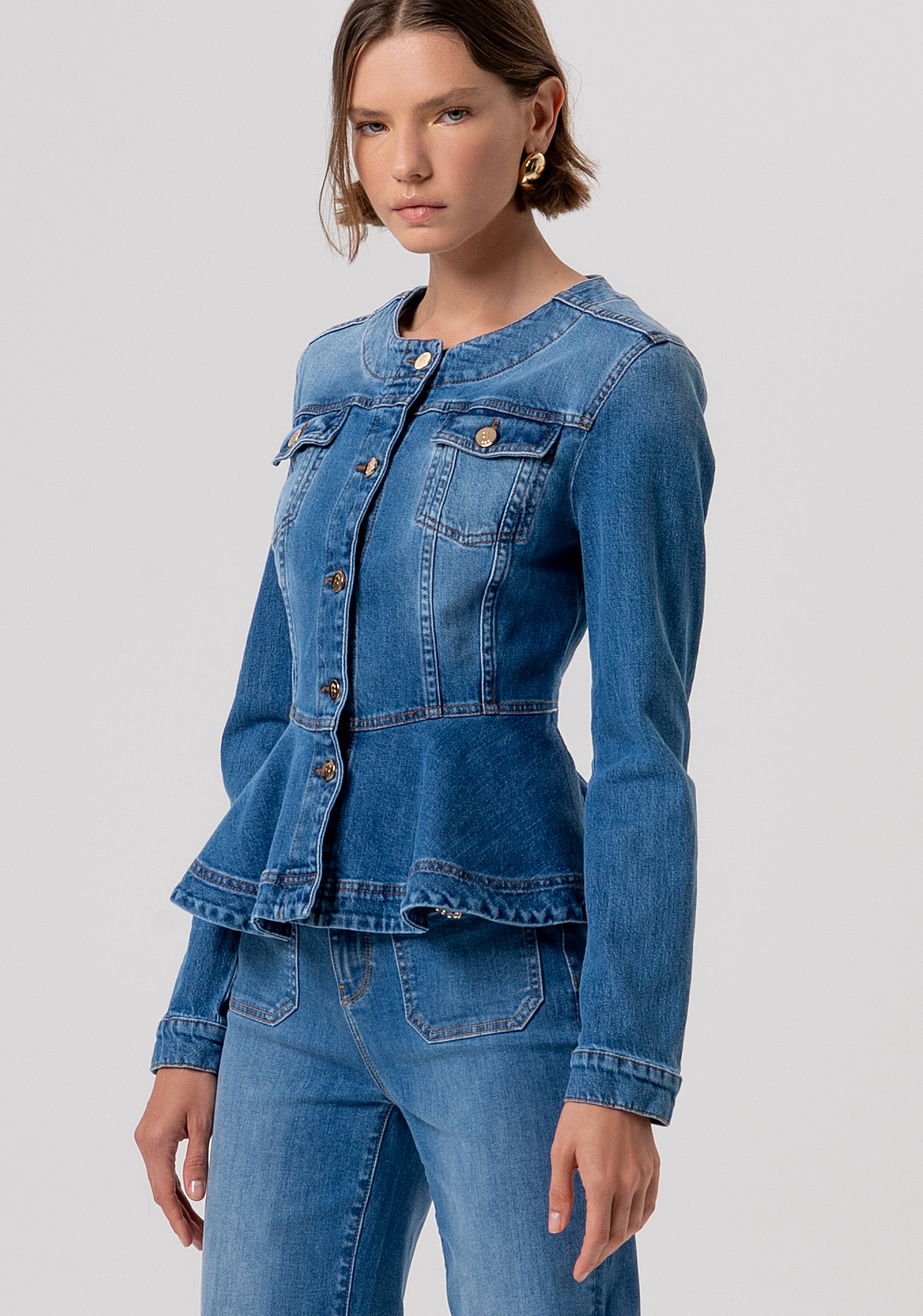 Jacket slim fit made in denim with middle wash Fracomina FR26SJ4007D40902-258-3