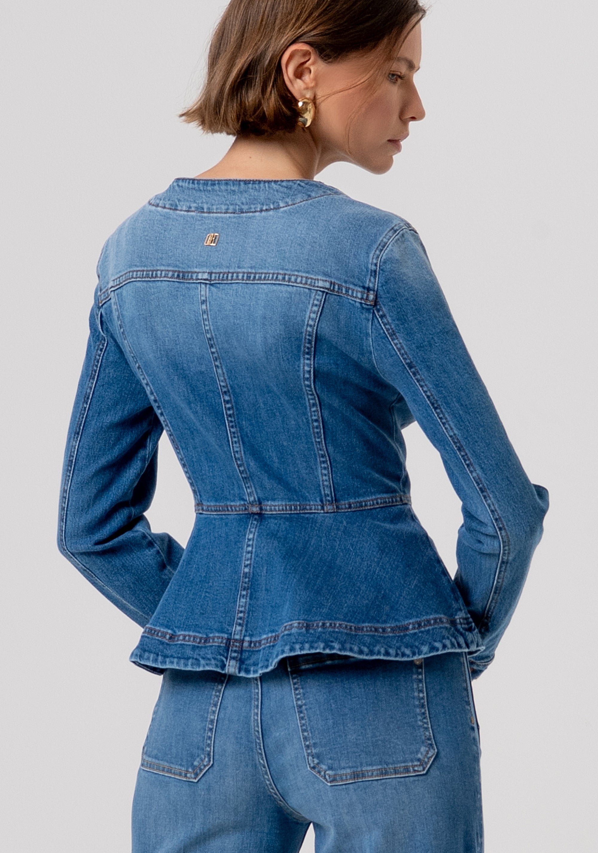 Jacket slim fit made in denim with middle wash Fracomina FR26SJ4007D40902-258-4