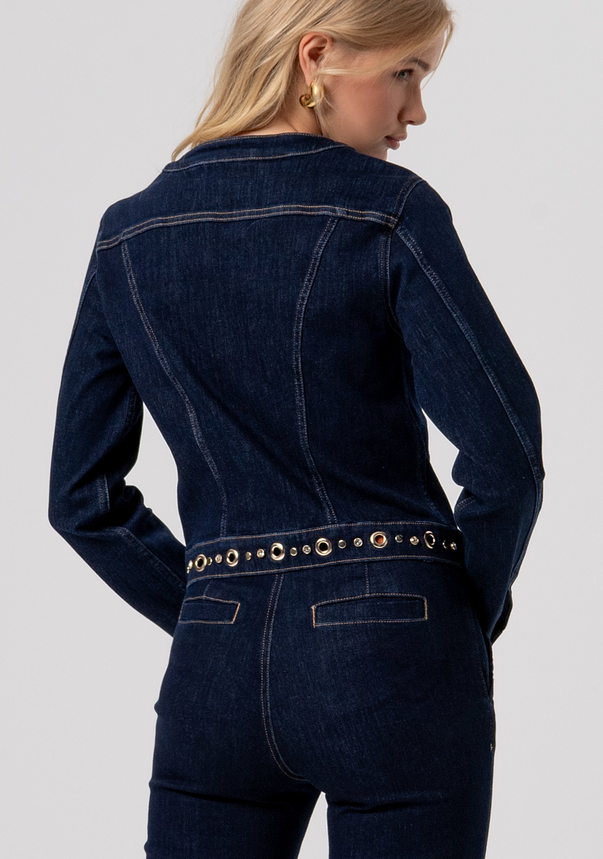 Jacket slim fit made in denim with raw wash Fracomina FR26SJ4008D46493-L23-3