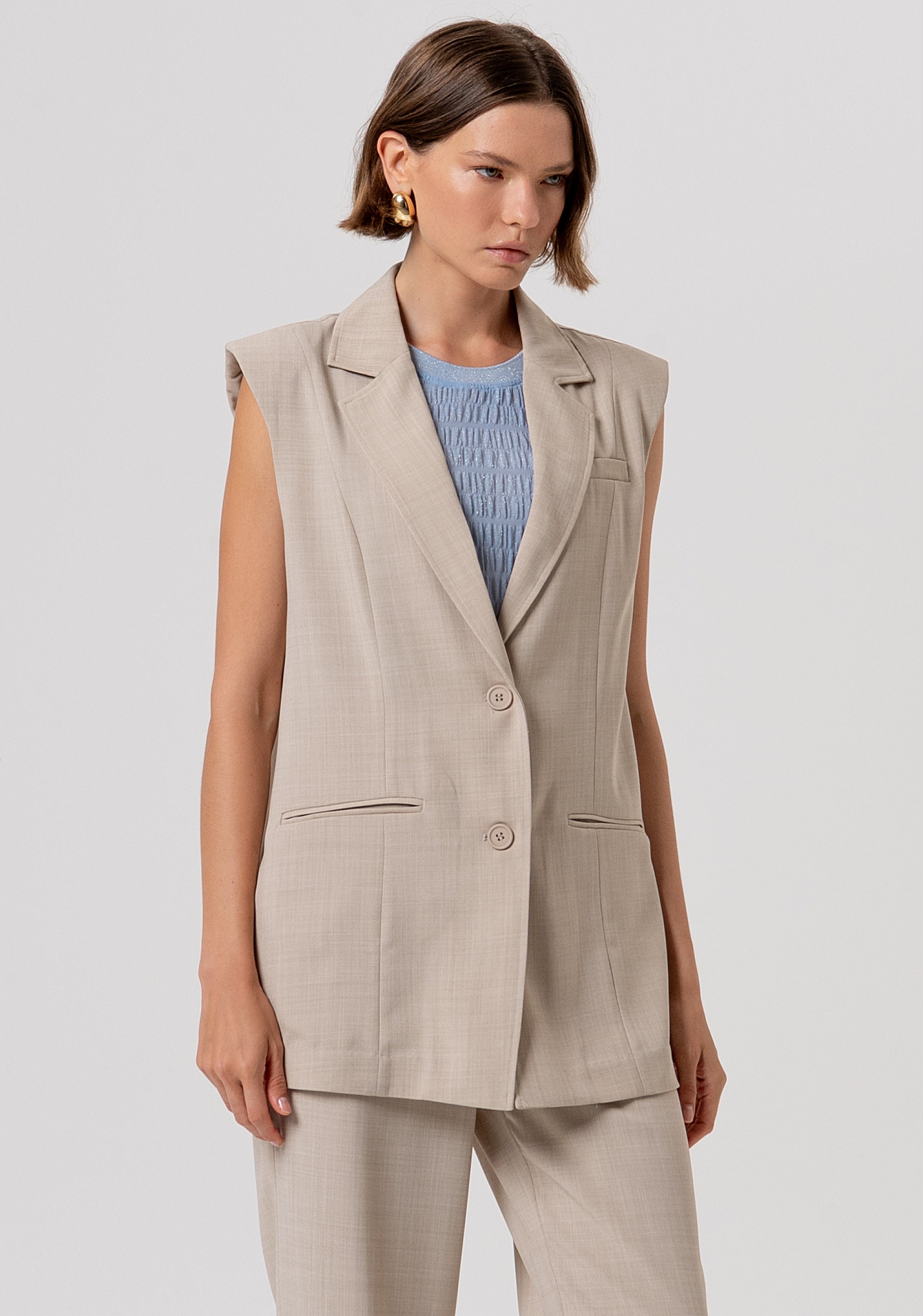 Gilet over fit blazer style single breasted Fracomina FR26SJ5003W76301-569-1