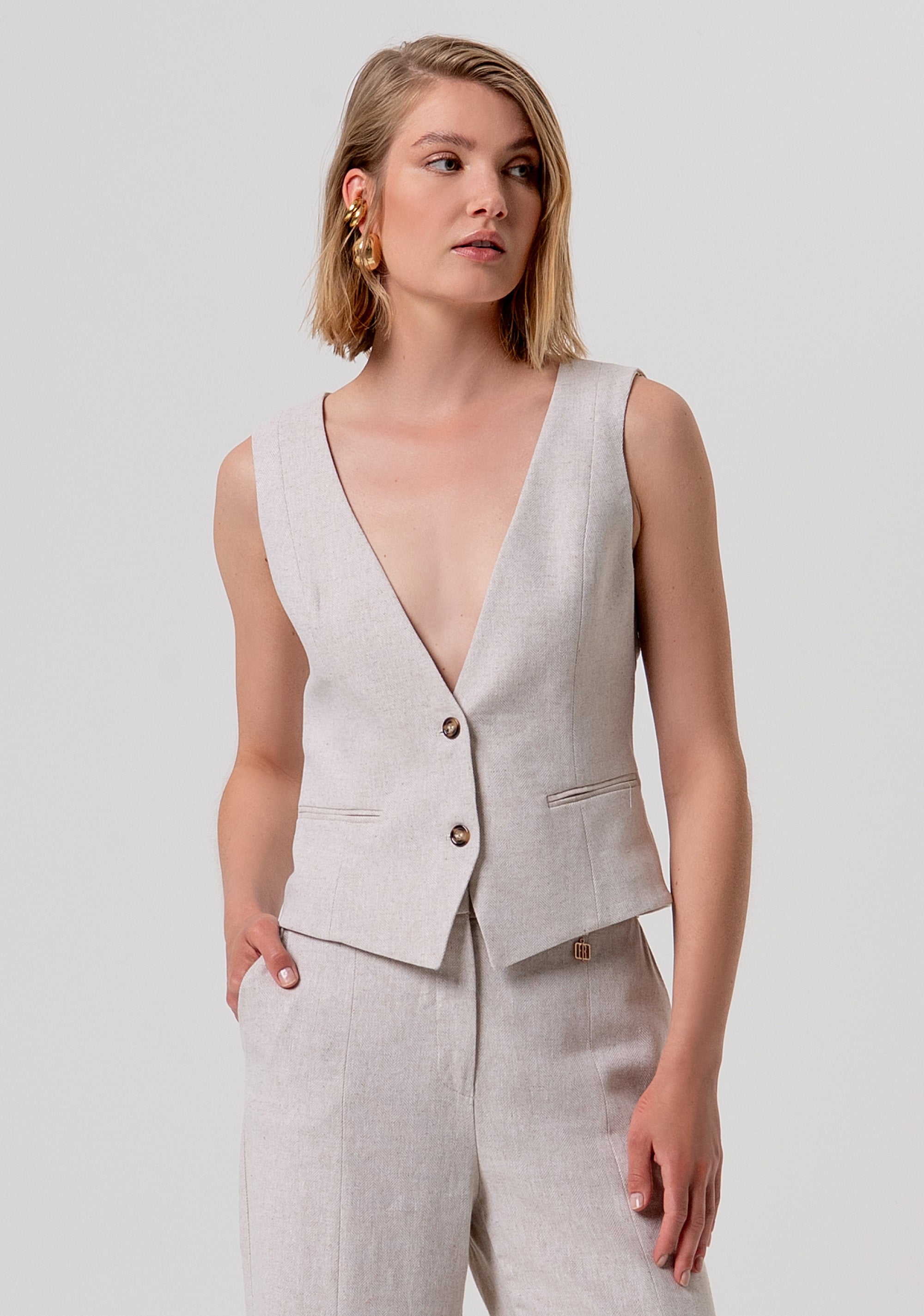 Gilet slim fit with linen Fracomina FR26SJ5009W67101-251-1