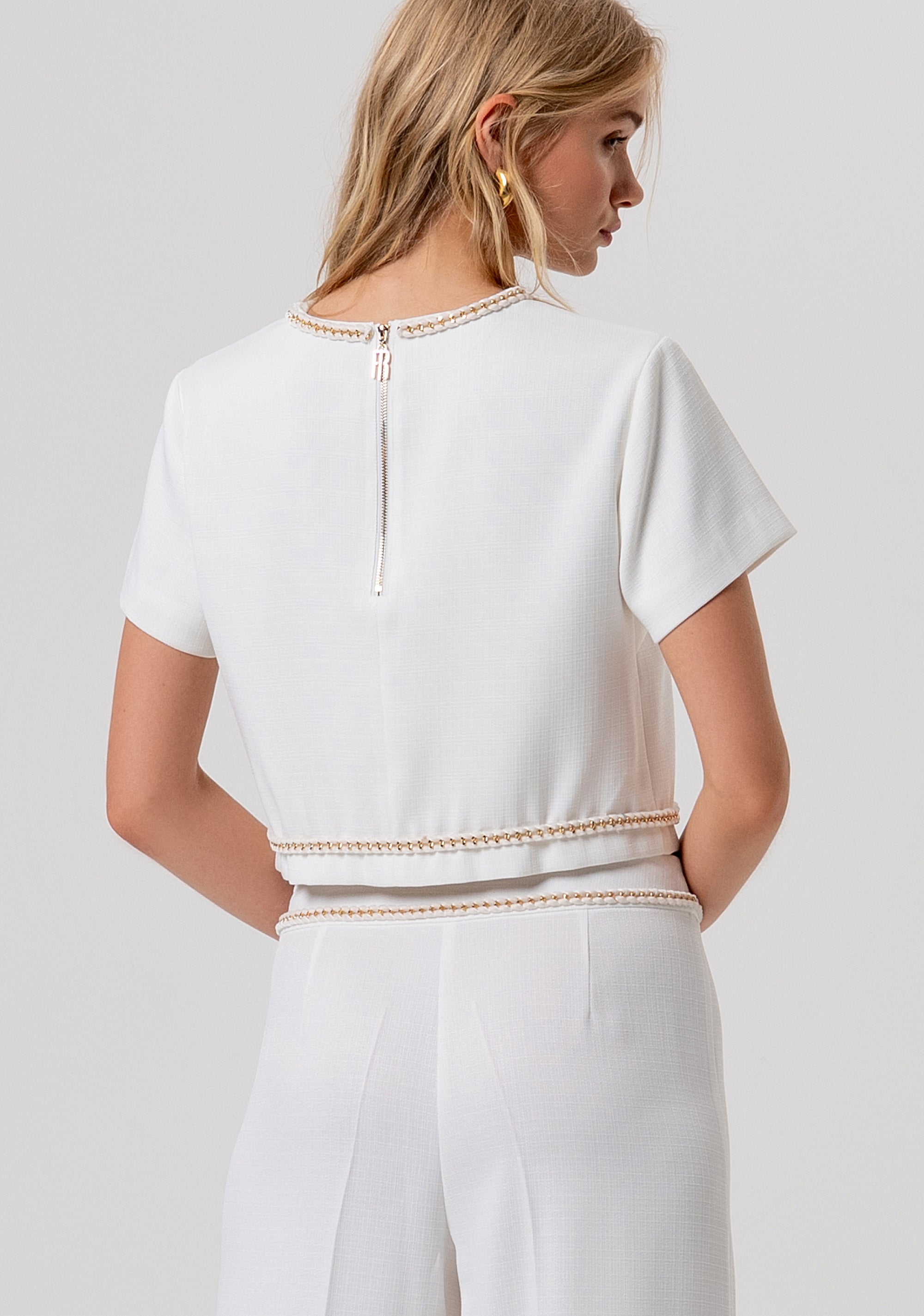 Top cropped with shiny applications Fracomina FR26ST1001W43901-108-3