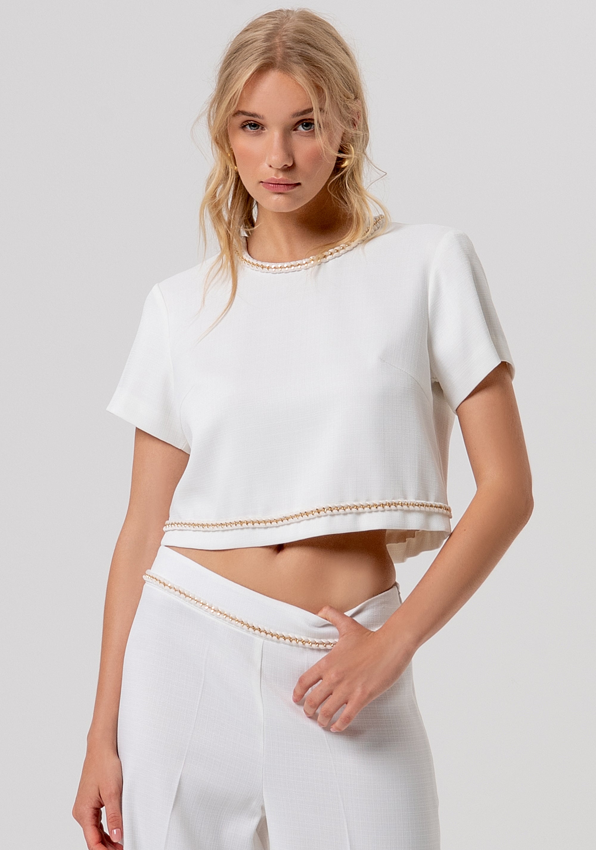 Top cropped with shiny applications Fracomina FR26ST1001W43901-108