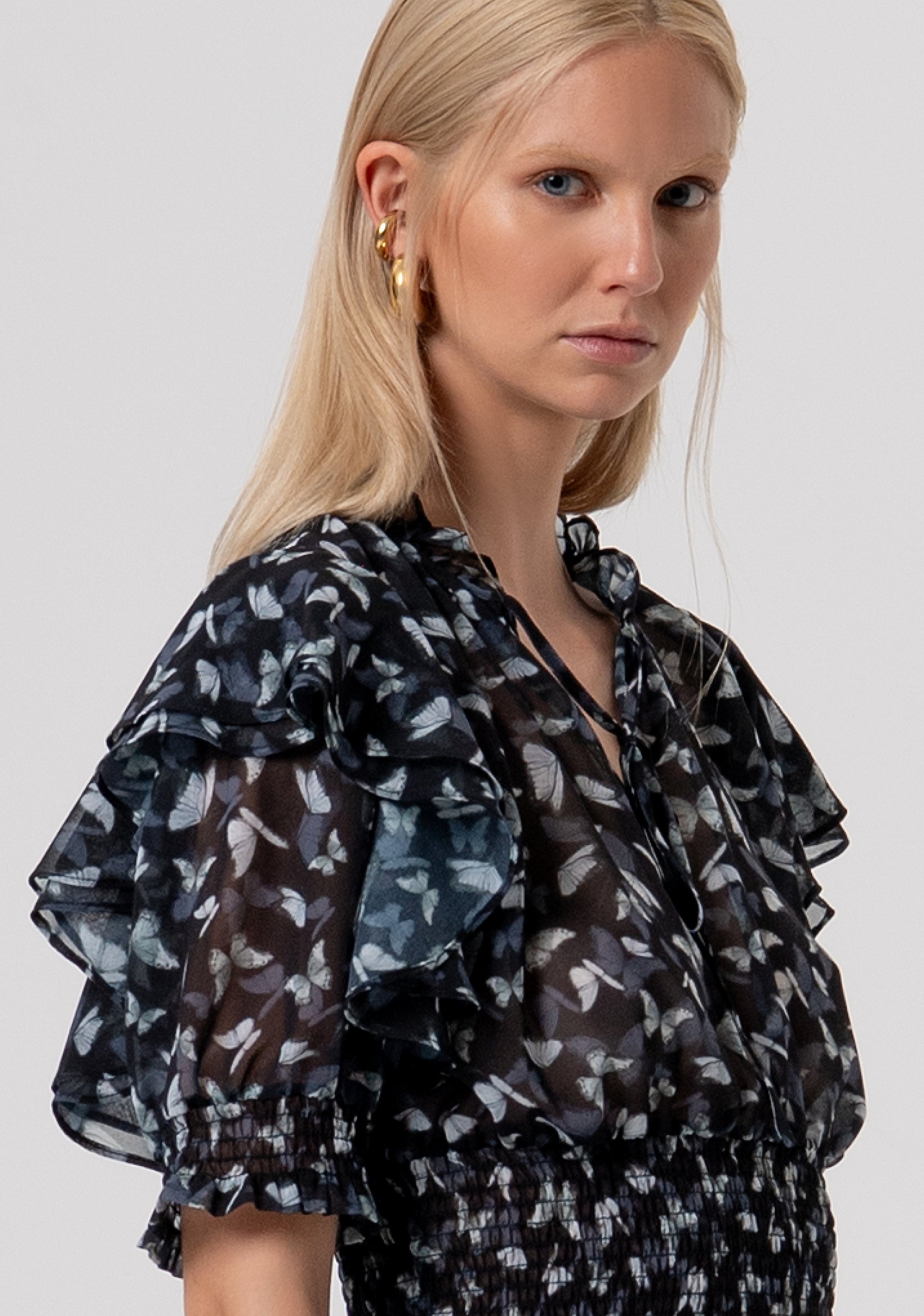 Top cropped with flowery pattern Fracomina FR26ST1013W412W6-054-2