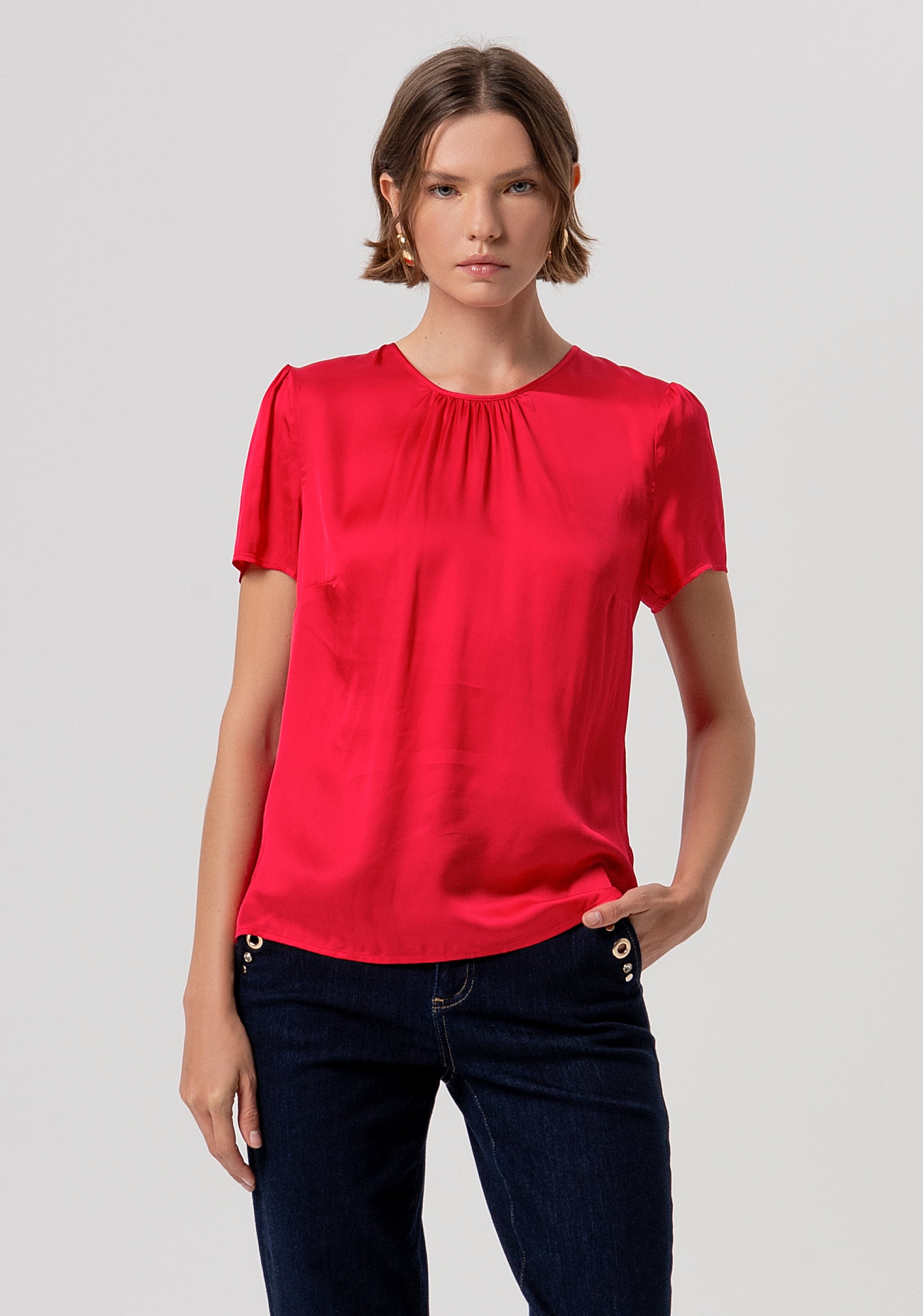 Top regular fit made in satin Fracomina FR26ST1032W58401-101-1