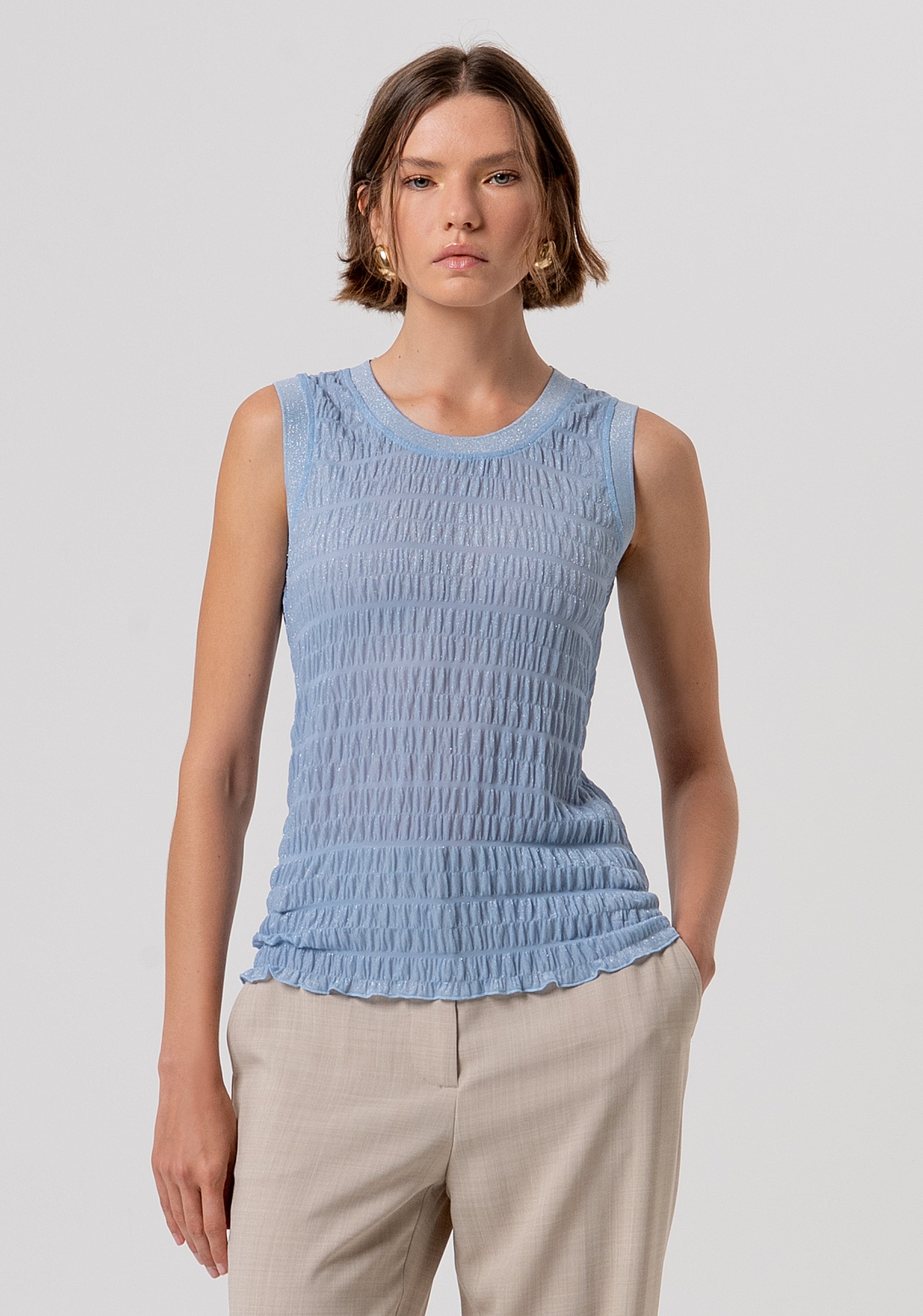 Top sleeveless made in embossed fabric Fracomina FR26ST2019J427Q7-M32