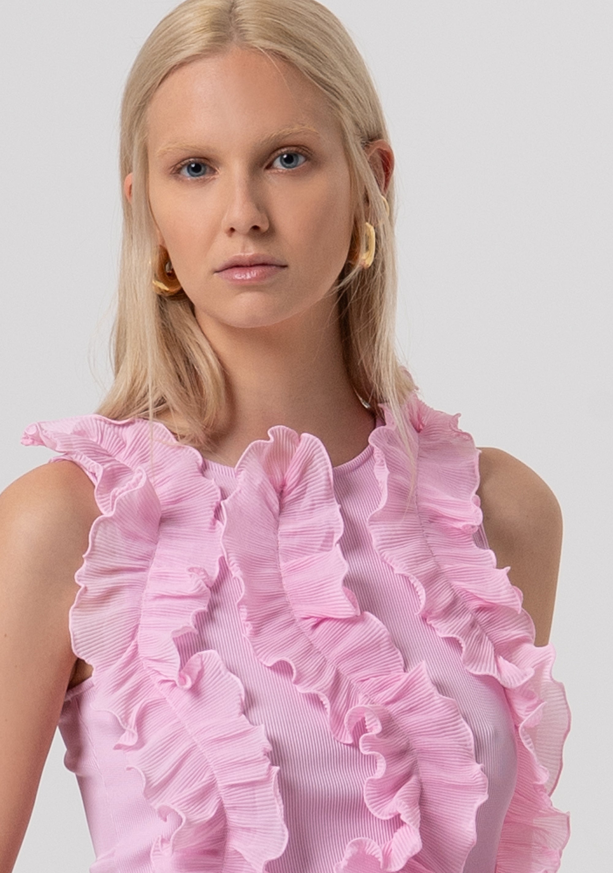 Top sleeveless with frills made in georgette Fracomina FR26ST2022J46301-226-2