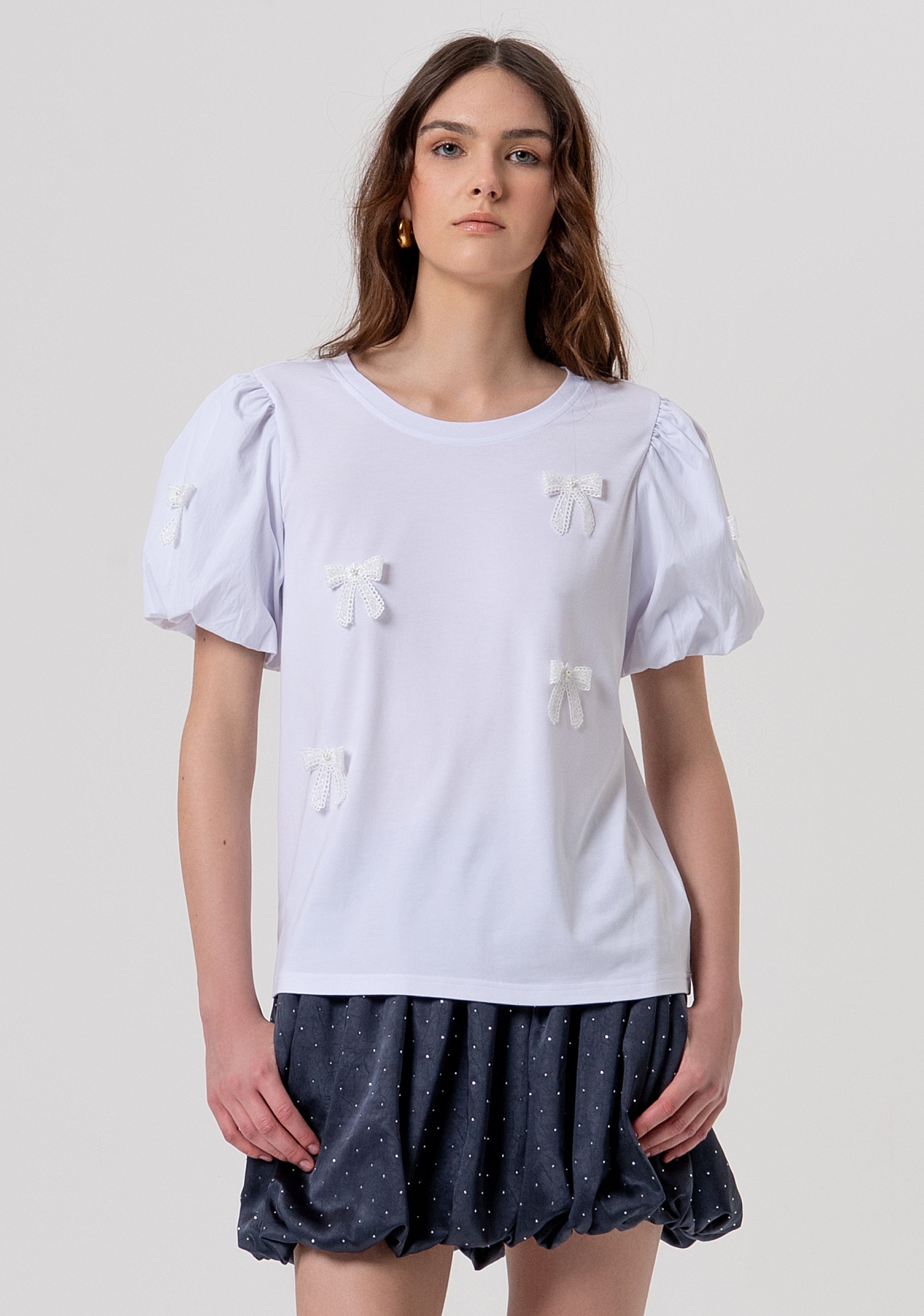 T-shirt regular fit made in jersey with bows applied Fracomina FR26ST3034J41801-278