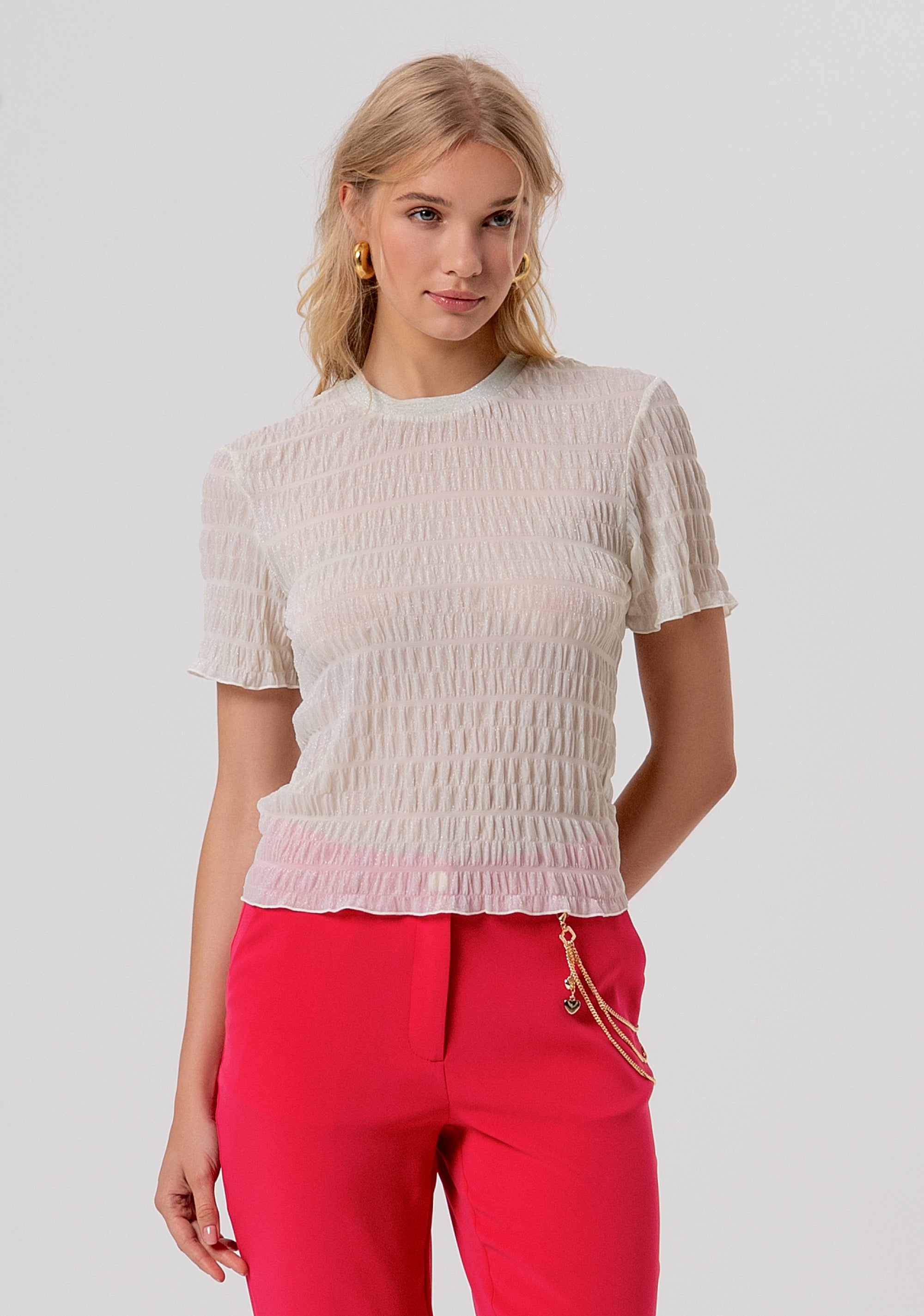 T-shirt slim fit made in embossed fabric Fracomina FR26ST3041J427Q7-595